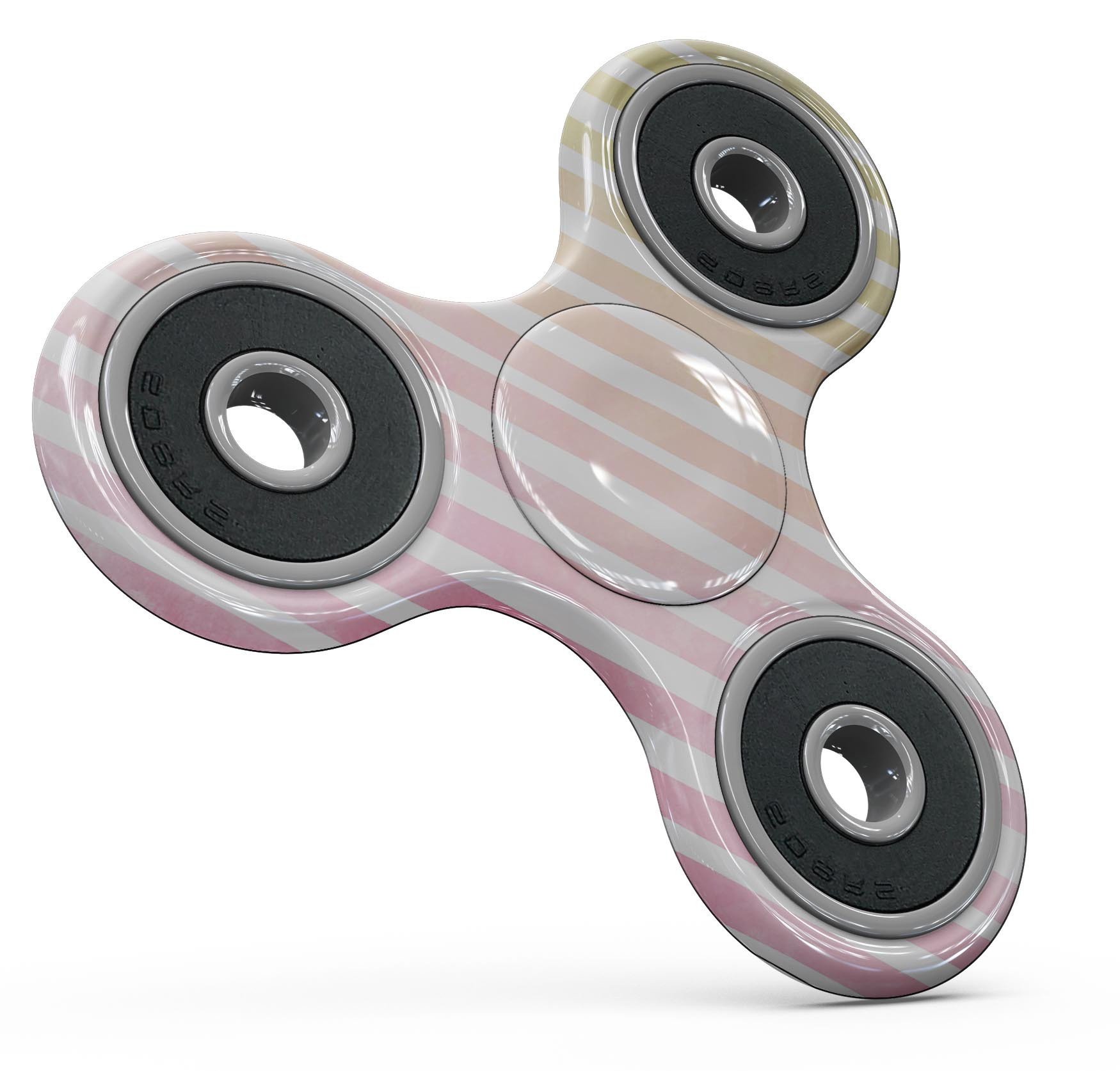 Gold to Pink WaterColor Ombre Stripes Full-Body Fidget Spinner skin showcasing vibrant colors and premium vinyl material.