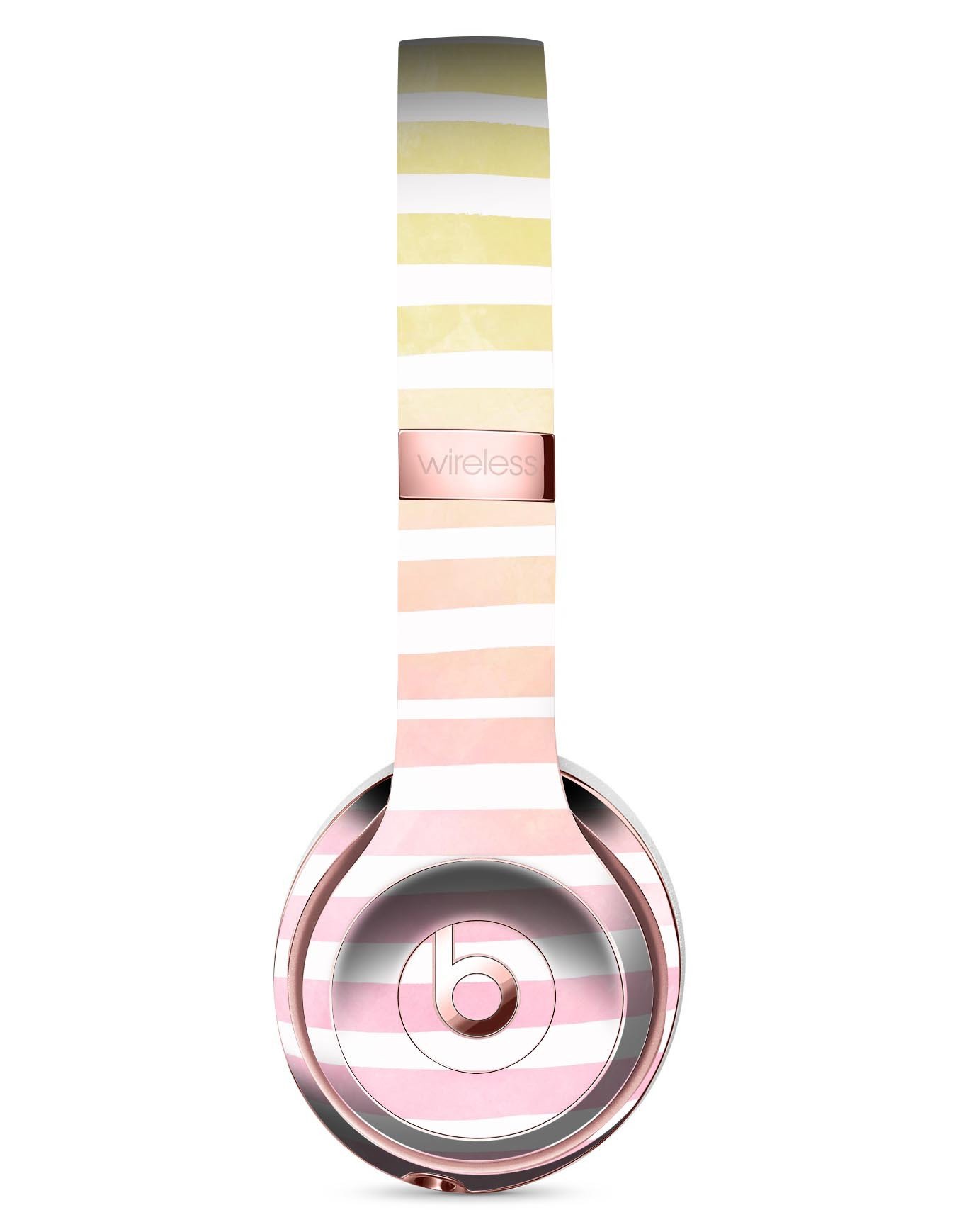 Gold to Pink WaterColor Ombre Stripes Skin Kit for Beats headphones, showcasing vibrant colors and a sleek design.