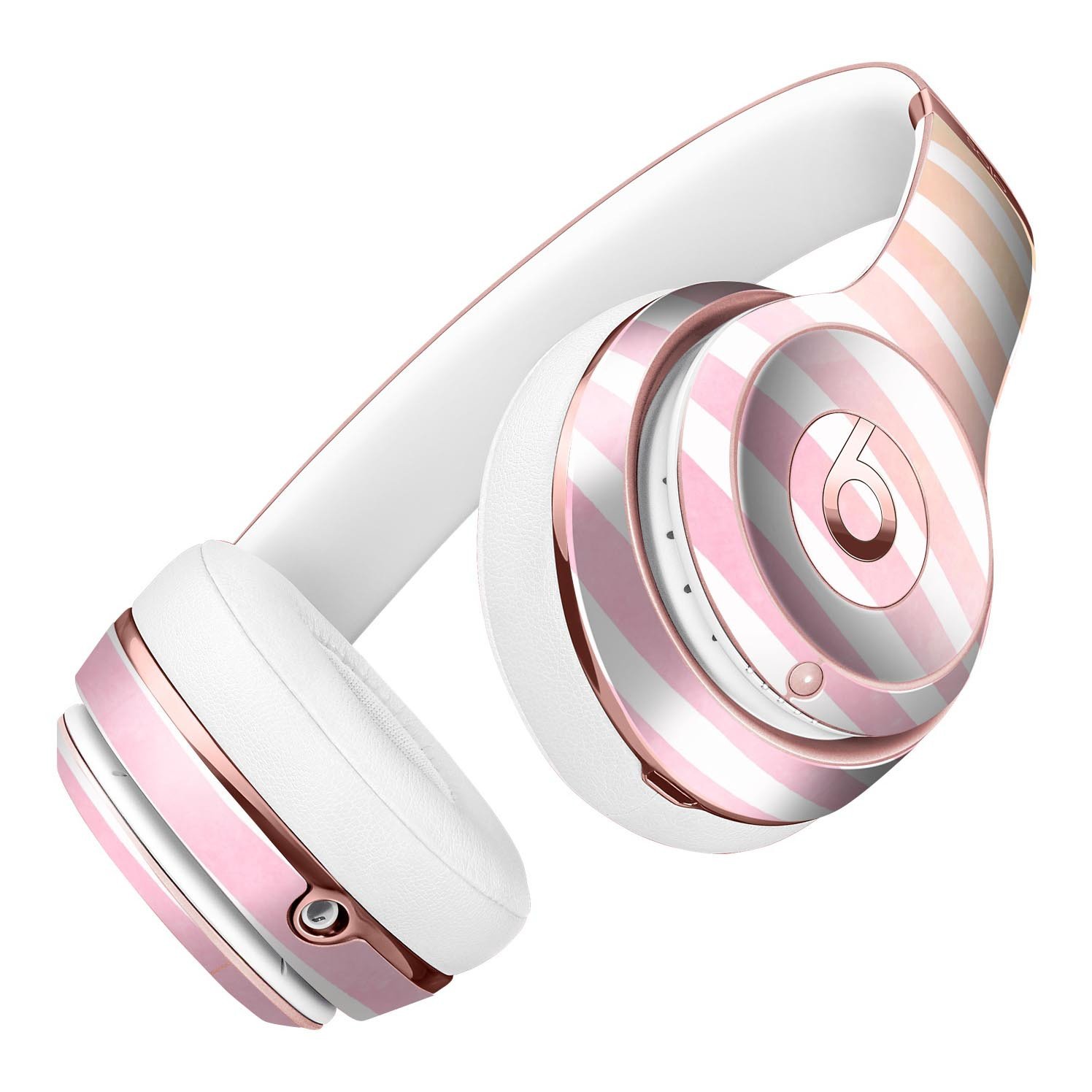 Gold to Pink WaterColor Ombre Stripes Skin Kit for Beats headphones, showcasing vibrant colors and a sleek design.