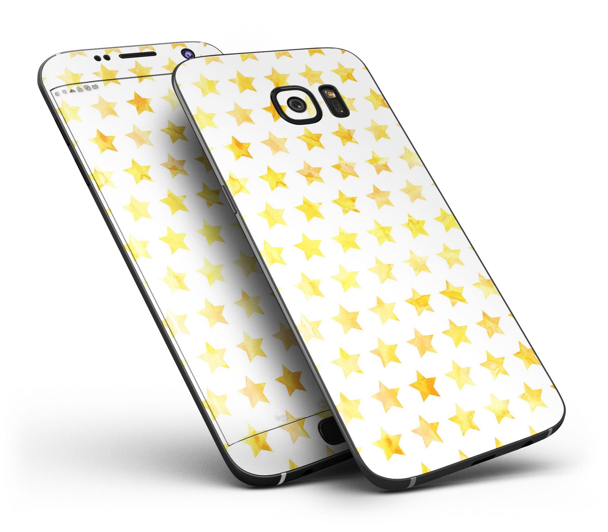 Gold Watercolor Stars skin kit for Samsung Galaxy S7, showcasing vibrant colors and premium vinyl material.