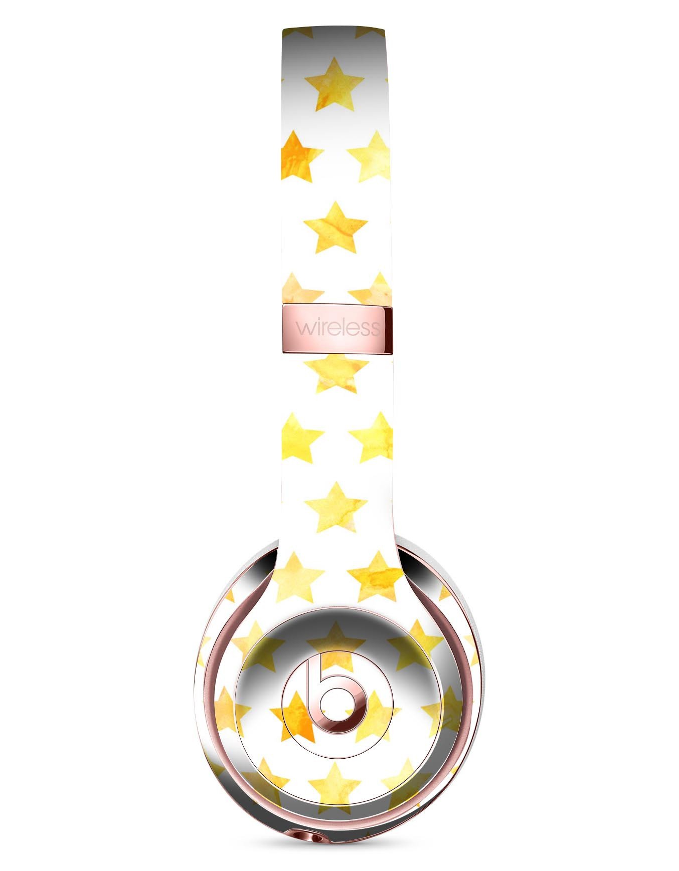 Gold Watercolor Stars Full-Body Skin Kit designed for Beats by Dre Solo 3 Wireless Headphones, showcasing vibrant colors and intricate star patterns.