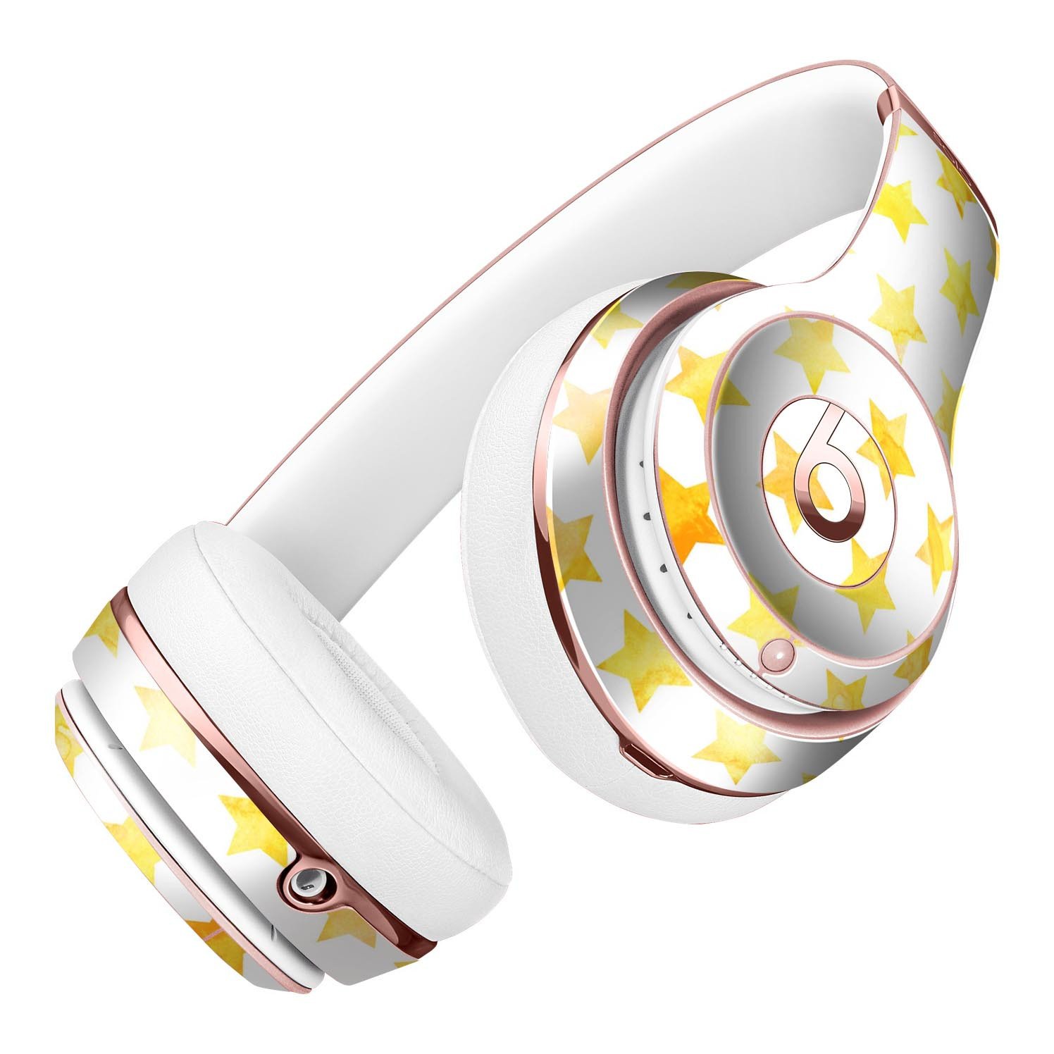 Gold Watercolor Stars Full-Body Skin Kit designed for Beats by Dre Solo 3 Wireless Headphones, showcasing vibrant colors and intricate star patterns.