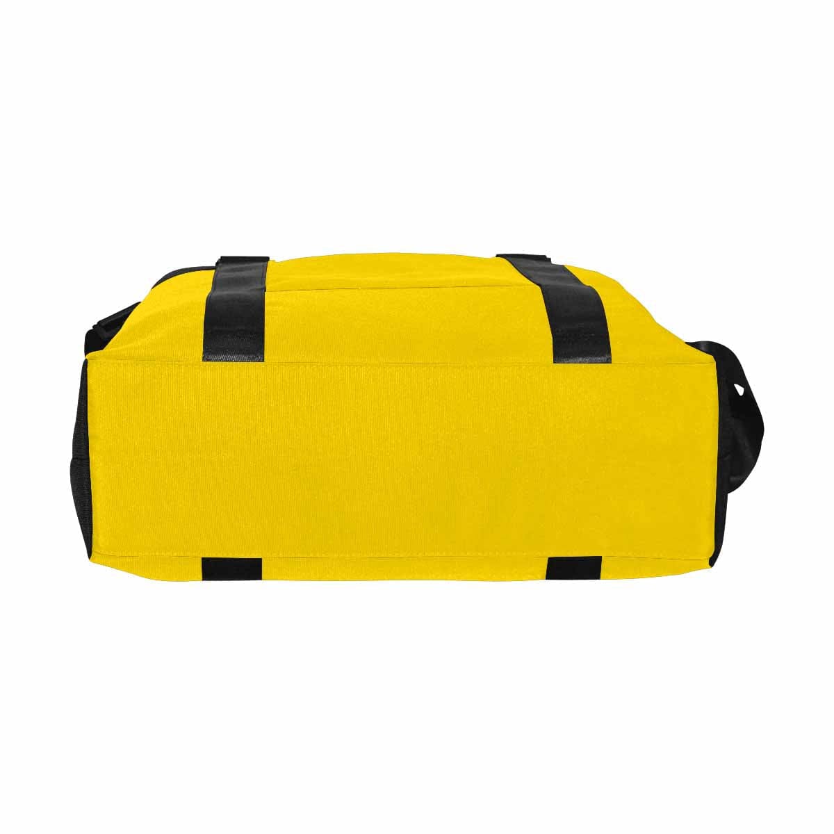 Gold yellow duffel bag made from durable oxford fabric, featuring handles and an adjustable strap, ideal for travel.