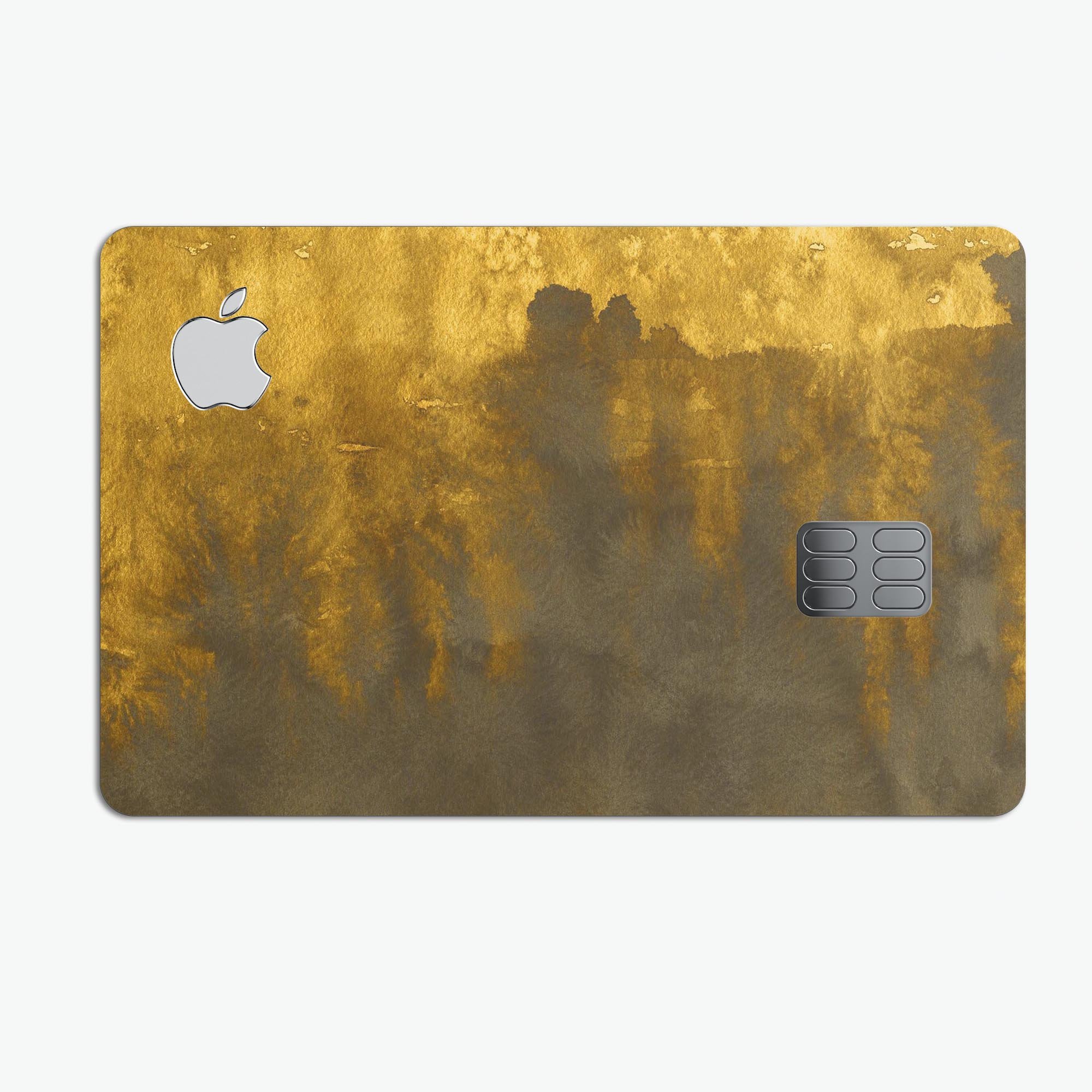 Golden Avalanche Premium Protective Decal Skin-Kit for Apple Card, showcasing its vibrant design and high-quality finish.