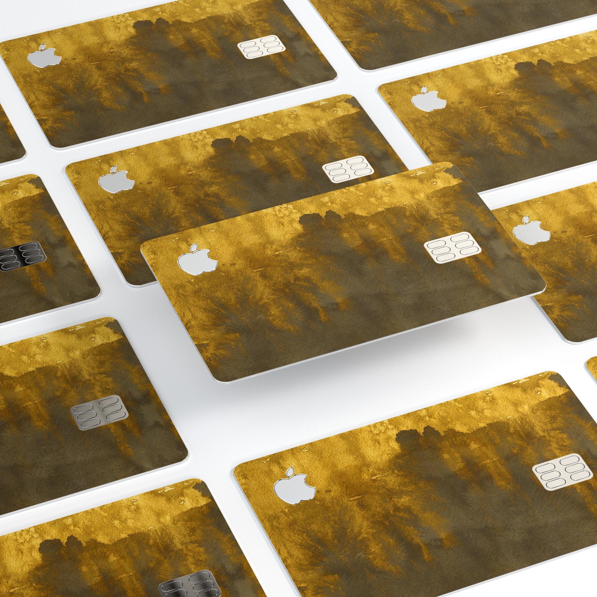 Golden Avalanche Premium Protective Decal Skin-Kit for Apple Card, showcasing its vibrant design and high-quality finish.