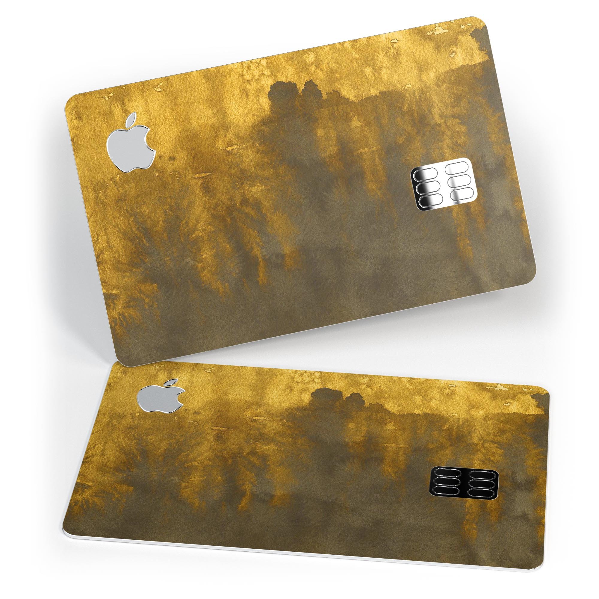 Golden Avalanche Premium Protective Decal Skin-Kit for Apple Card, showcasing its vibrant design and high-quality finish.