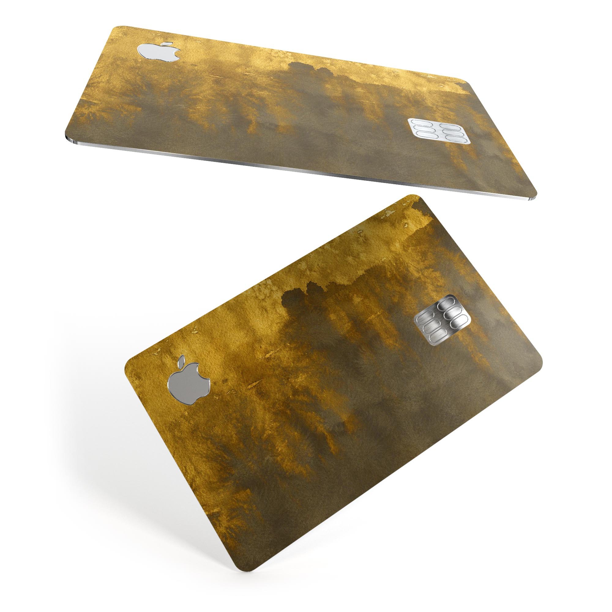 Golden Avalanche Premium Protective Decal Skin-Kit for Apple Card, showcasing its vibrant design and high-quality finish.