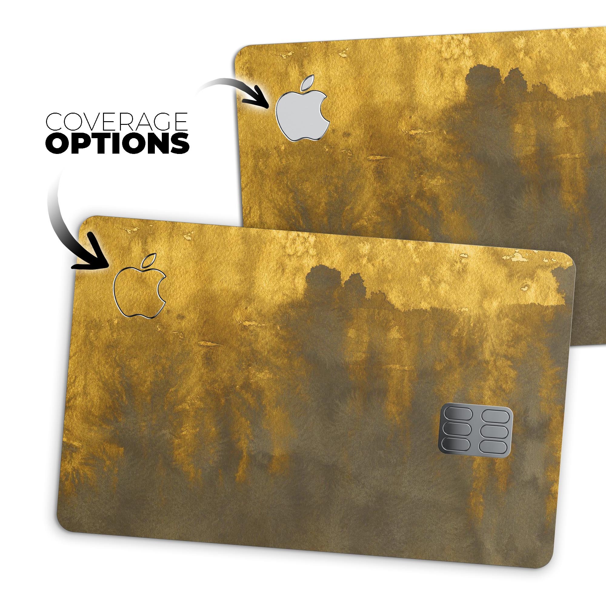 Golden Avalanche Premium Protective Decal Skin-Kit for Apple Card, showcasing its vibrant design and high-quality finish.