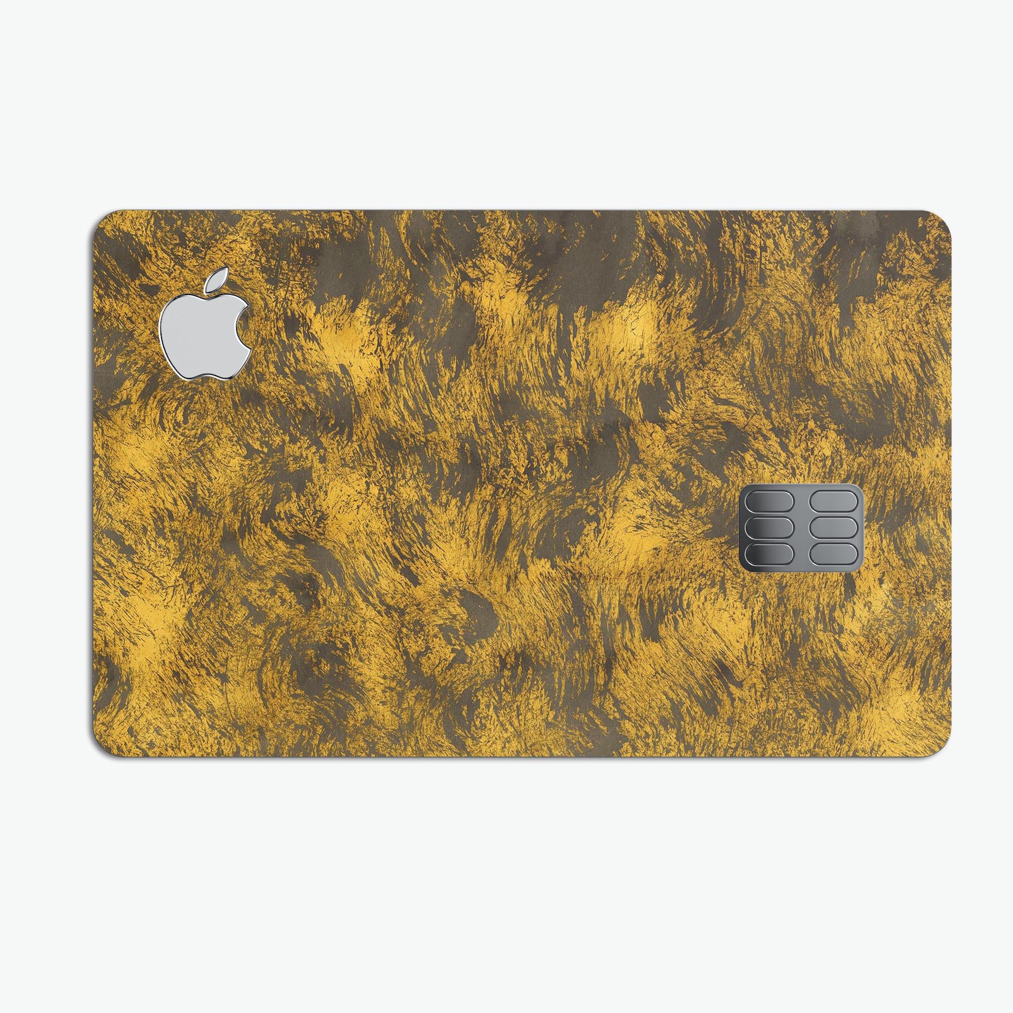 Golden Brush Fire V1 decal skin for Apple Card, showcasing premium vinyl design with a glossy finish.