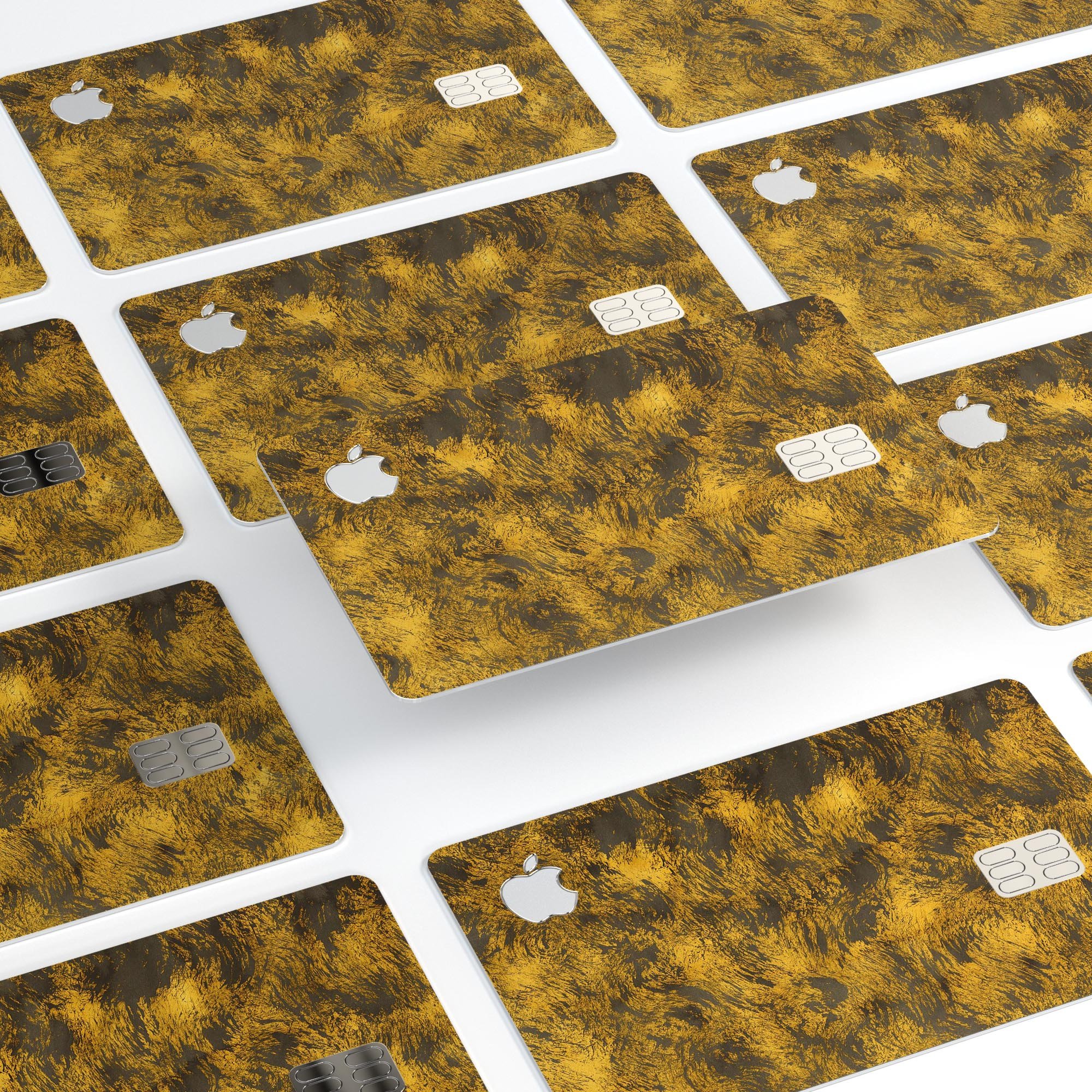 Golden Brush Fire V1 decal skin for Apple Card, showcasing premium vinyl design with a glossy finish.