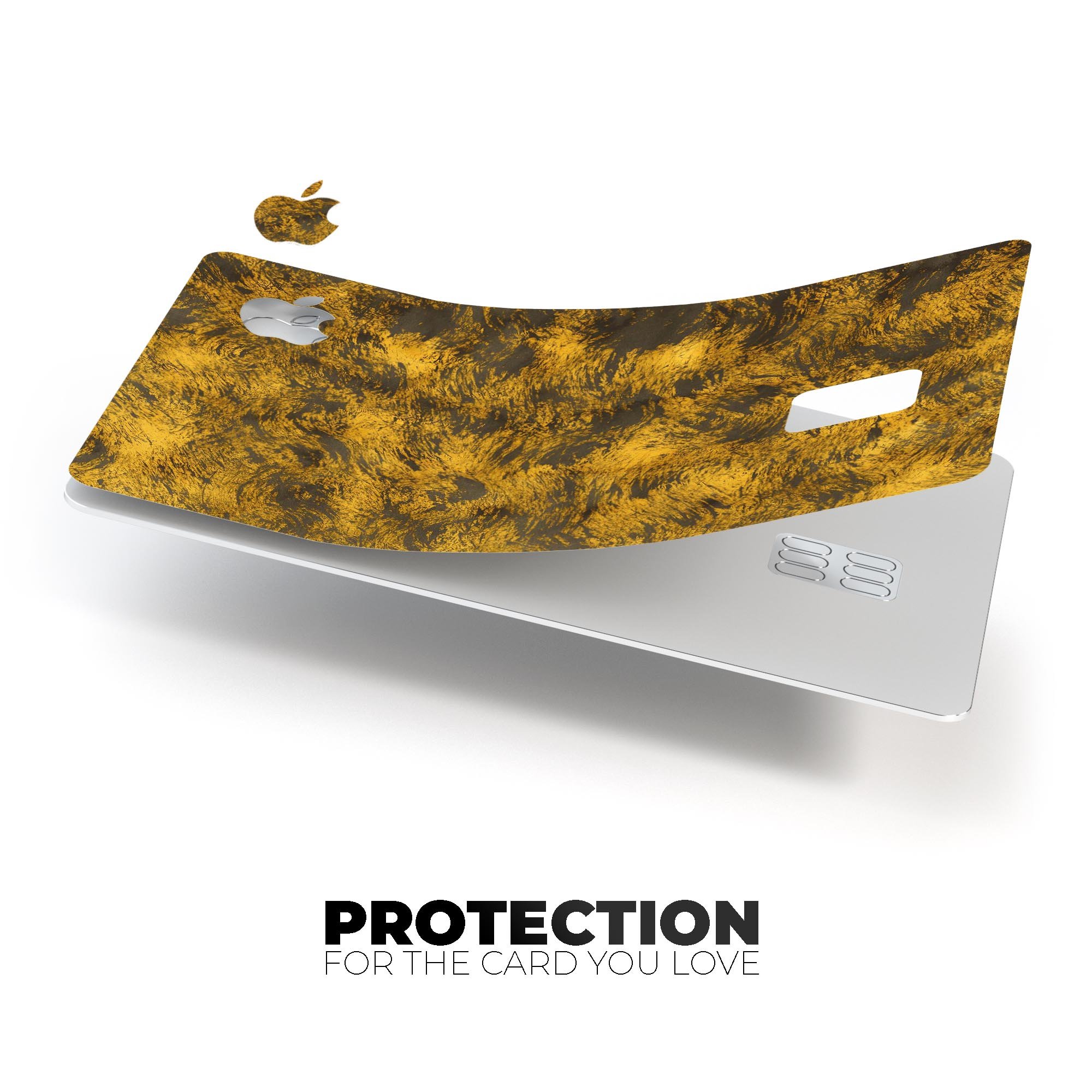 Golden Brush Fire V1 decal skin for Apple Card, showcasing premium vinyl design with a glossy finish.