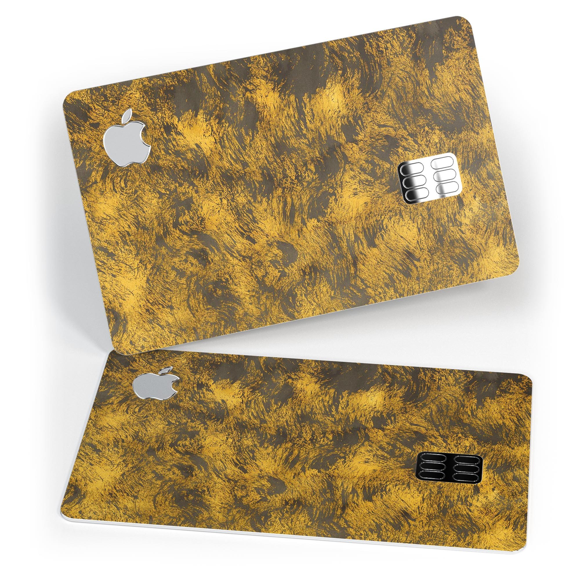 Golden Brush Fire V1 decal skin for Apple Card, showcasing premium vinyl design with a glossy finish.