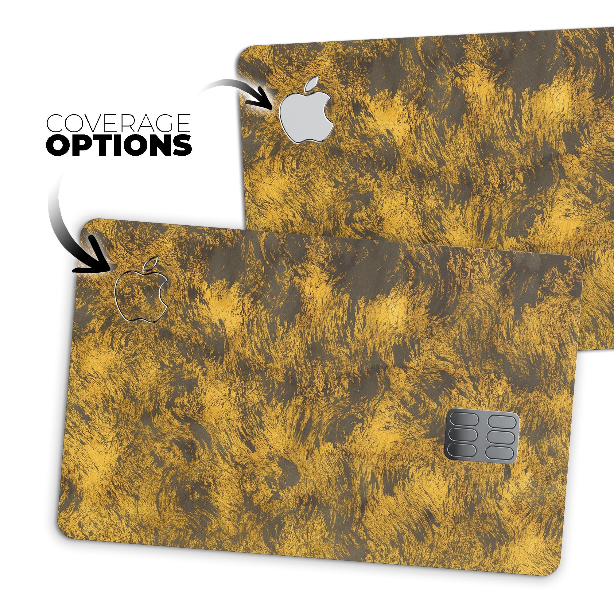 Golden Brush Fire V1 decal skin for Apple Card, showcasing premium vinyl design with a glossy finish.