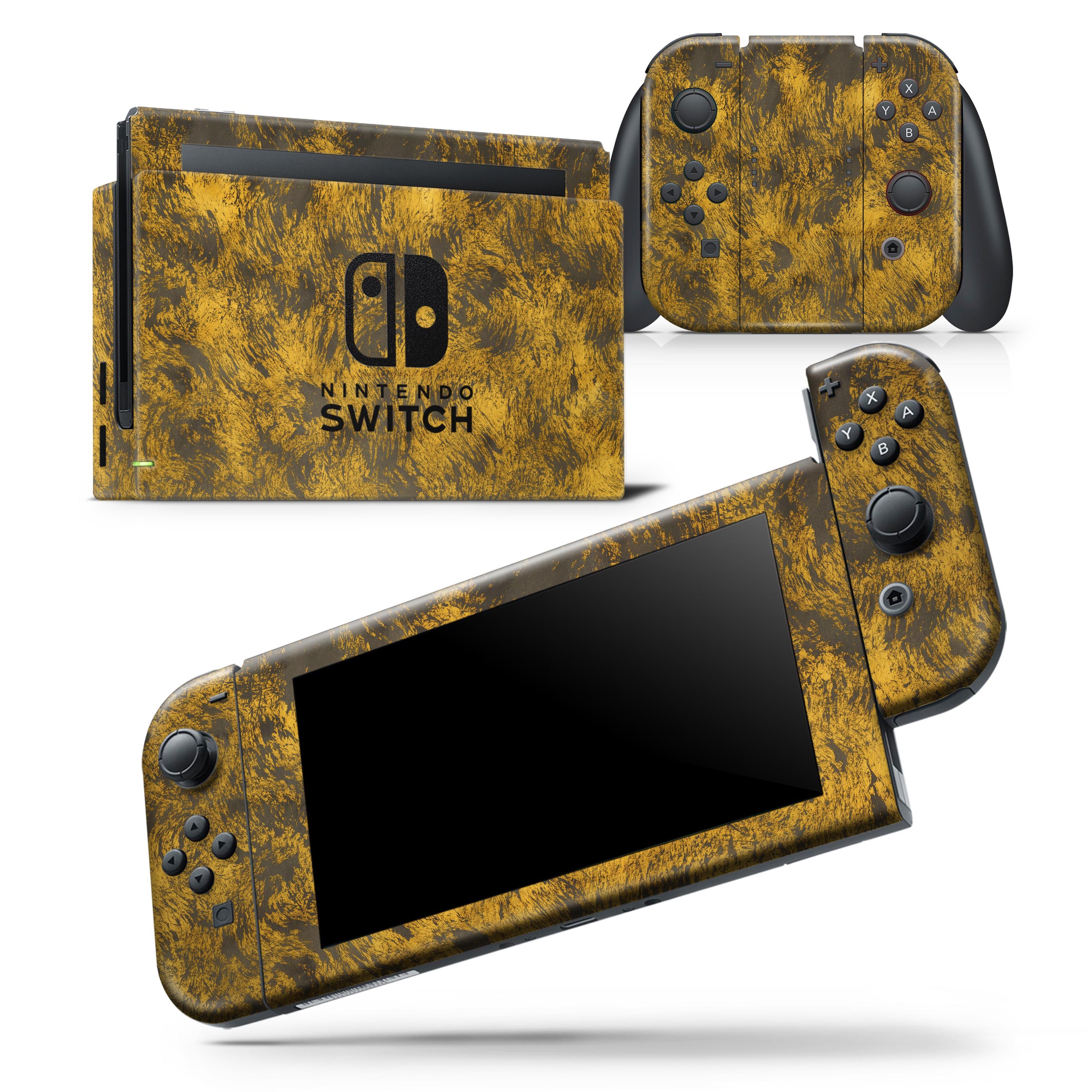 Golden Brush Fire V1 skin wrap decal for Nintendo Switch Lite, showcasing vibrant colors and a unique design.