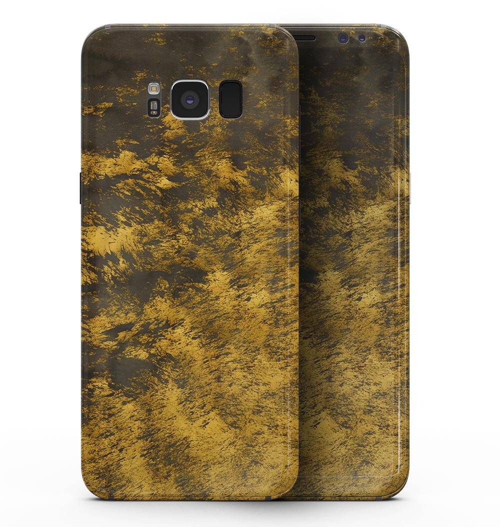 Golden Brush Fire V2 skin kit for Samsung Galaxy S8, showcasing vibrant design and premium vinyl material.