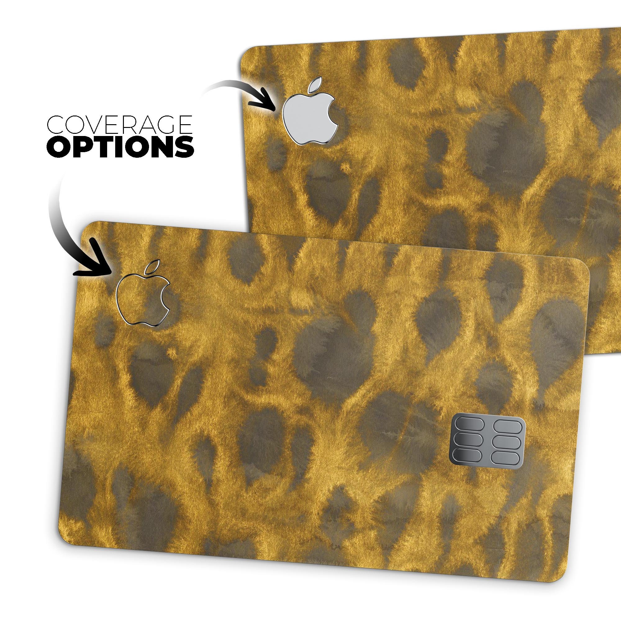 Golden Caterpillar Caverns decal skin-kit for Apple Card, showcasing premium vinyl design and finishes.