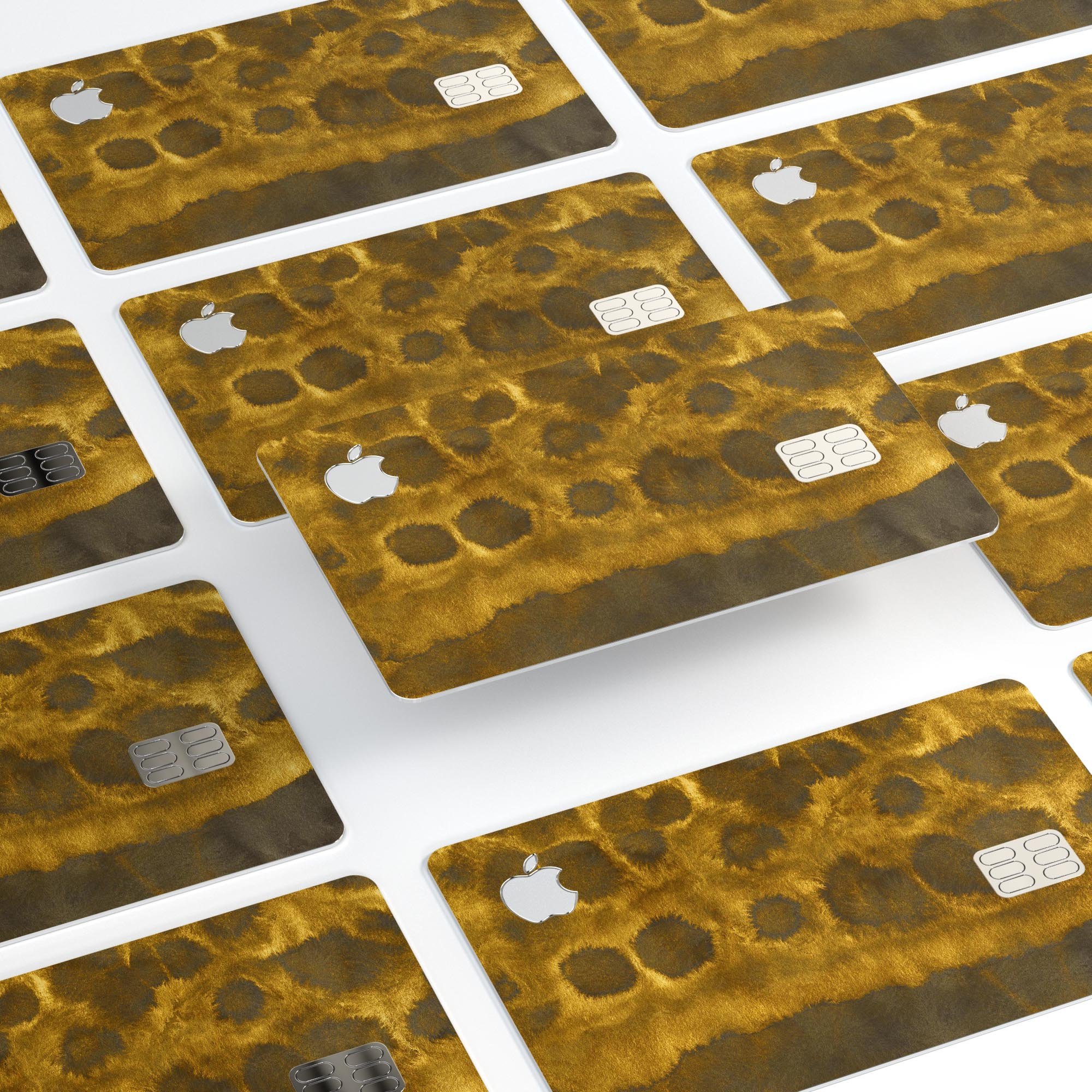 Golden Catipillar Fur decal skin for Apple Card, showcasing its premium vinyl texture and stylish design.