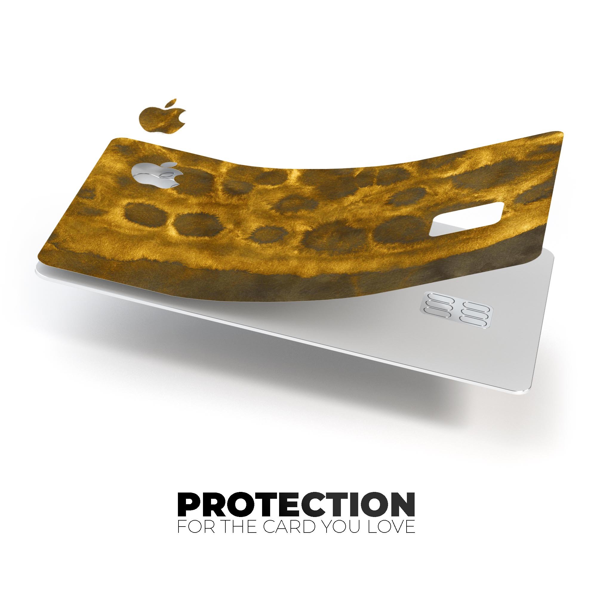 Golden Catipillar Fur decal skin for Apple Card, showcasing its premium vinyl texture and stylish design.