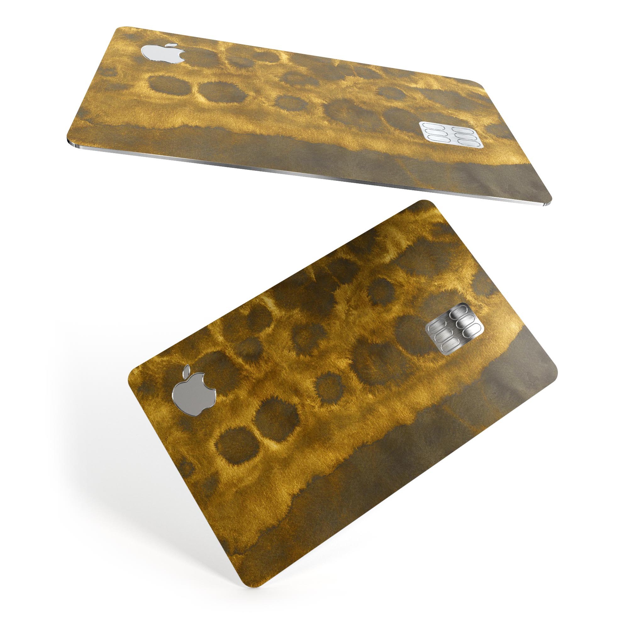 Golden Catipillar Fur decal skin for Apple Card, showcasing its premium vinyl texture and stylish design.