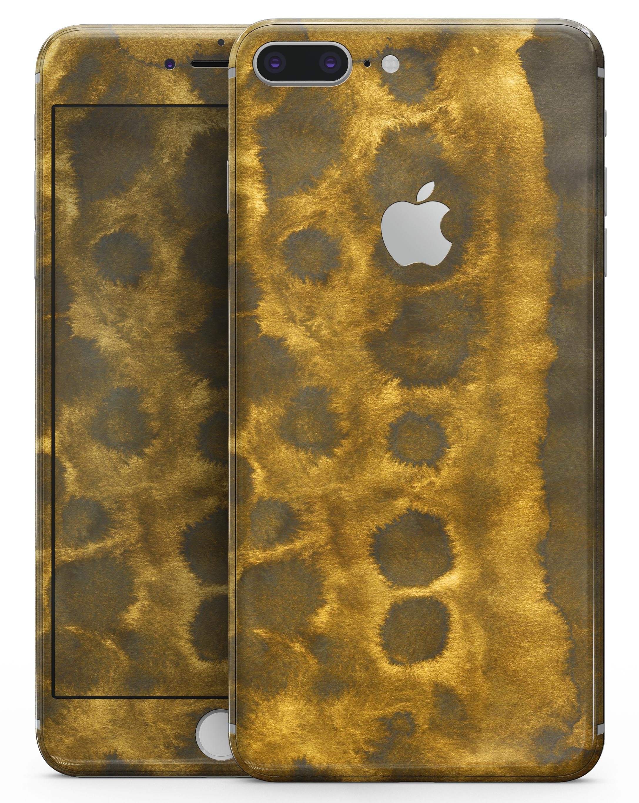 Golden Catipillar Fur skin for iPhone 8 and 8 Plus, showcasing its stylish design and premium vinyl material.