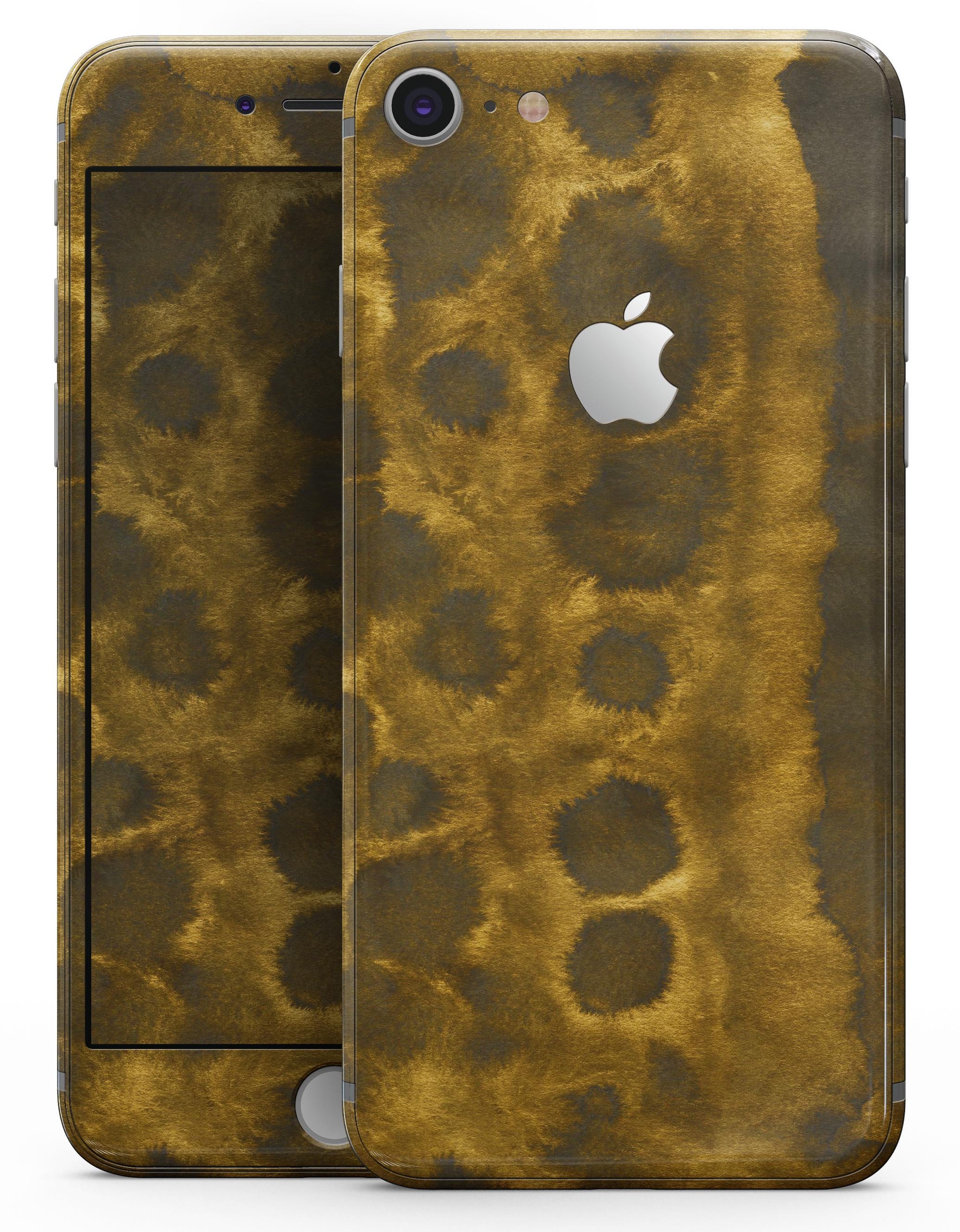 Golden Catipillar Fur skin for iPhone 8 and 8 Plus, showcasing its stylish design and premium vinyl material.