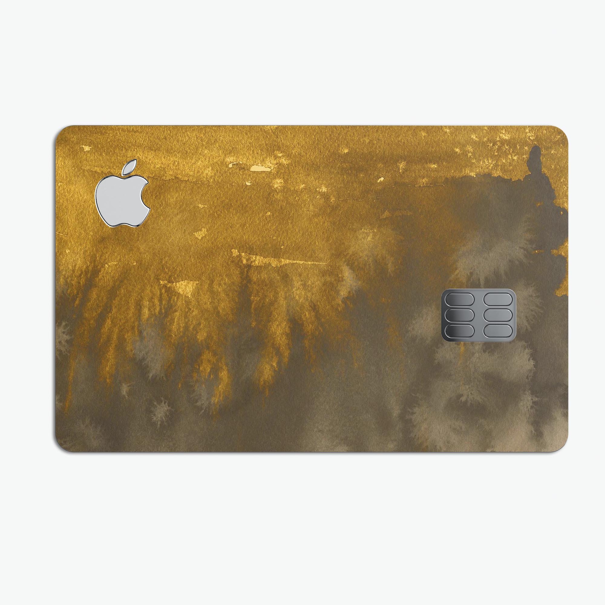 Golden Cliff Explosion decal skin-kit for Apple Card, showcasing premium vinyl material and stylish design.