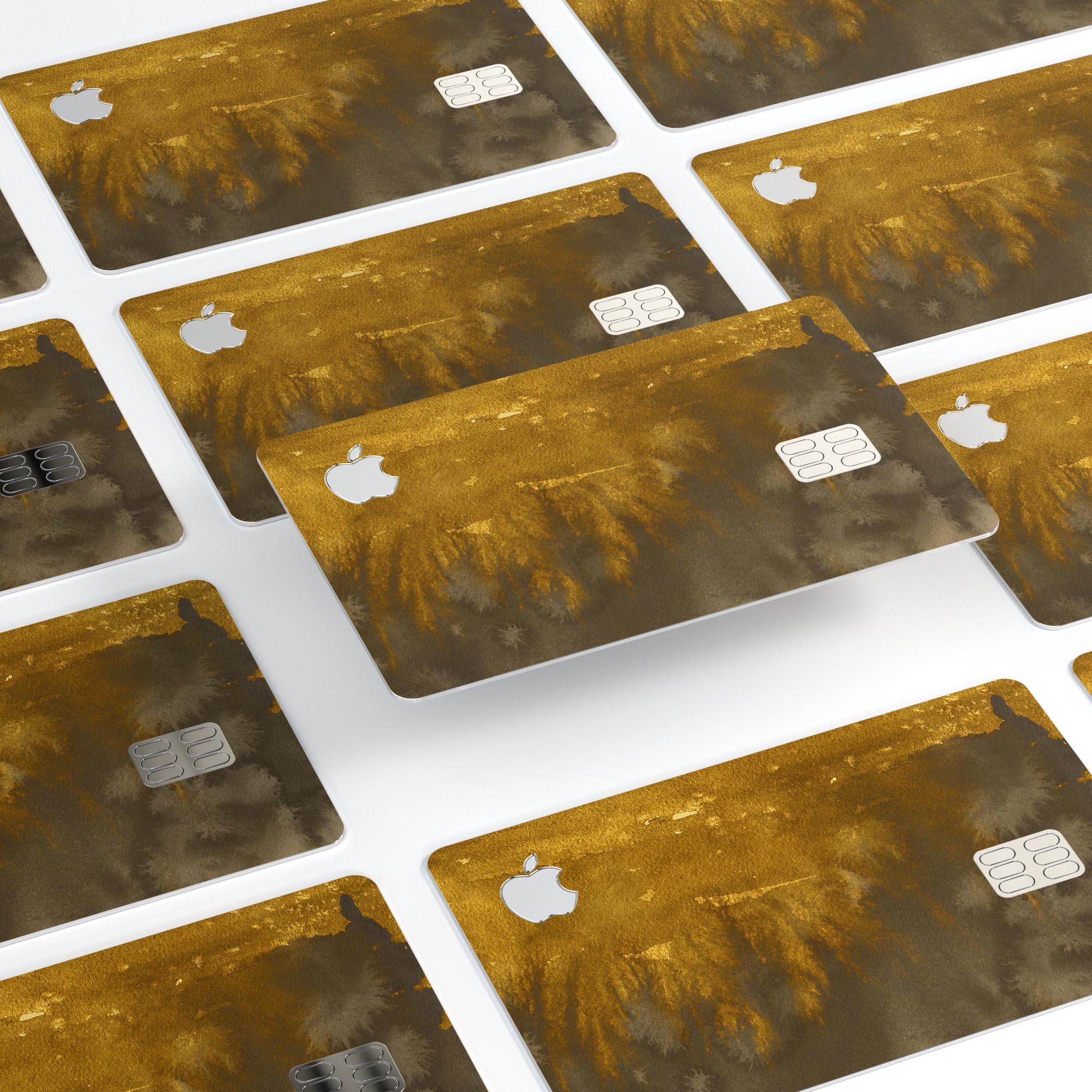 Golden Cliff Explosion decal skin-kit for Apple Card, showcasing premium vinyl material and stylish design.