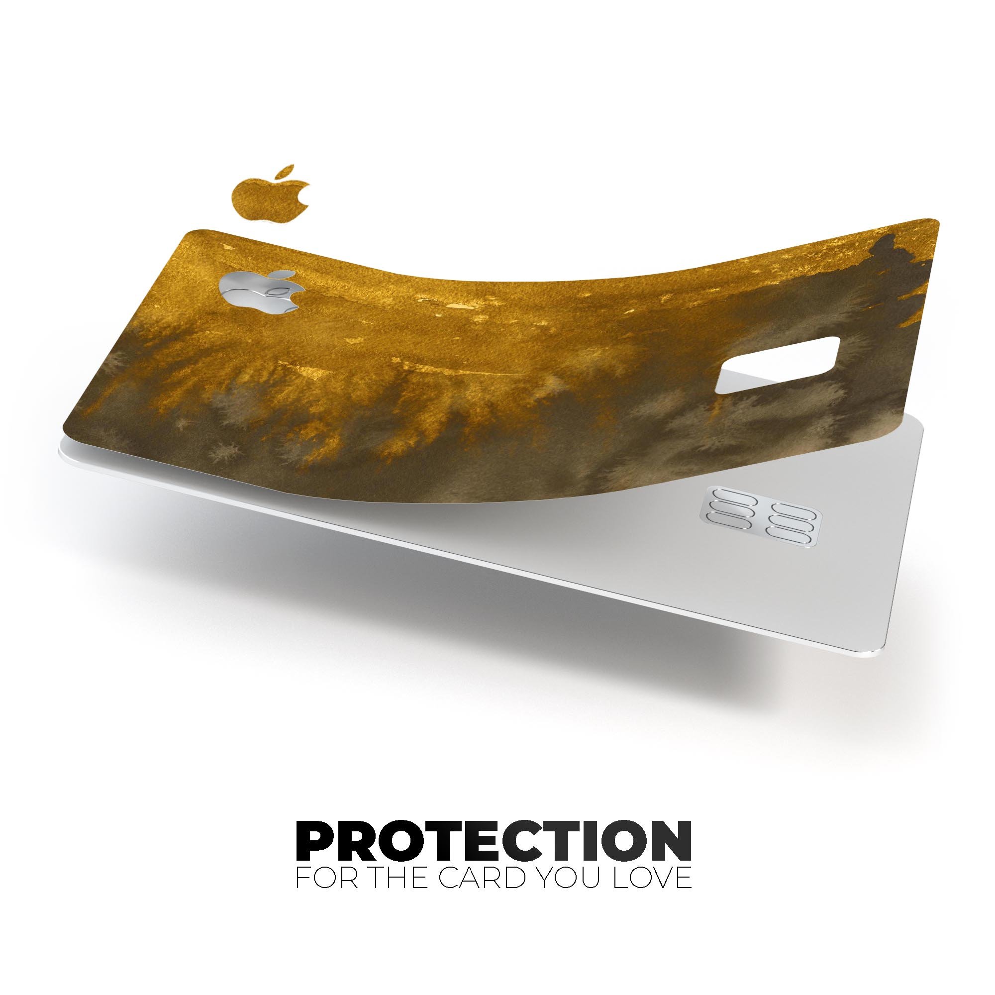 Golden Cliff Explosion decal skin-kit for Apple Card, showcasing premium vinyl material and stylish design.