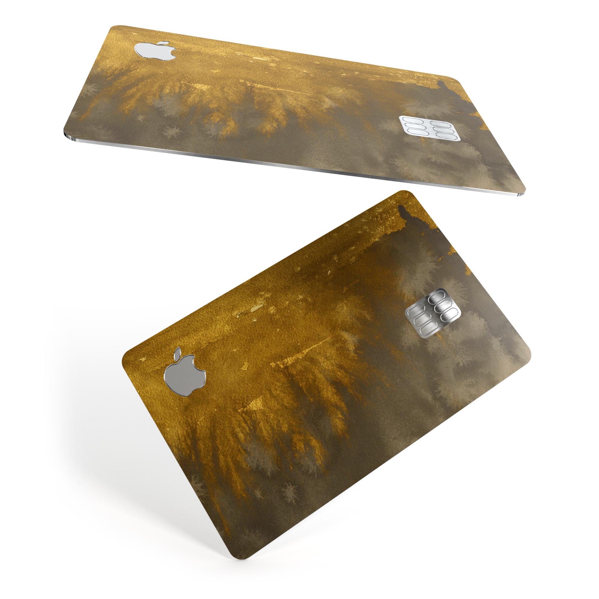 Golden Cliff Explosion decal skin-kit for Apple Card, showcasing premium vinyl material and stylish design.