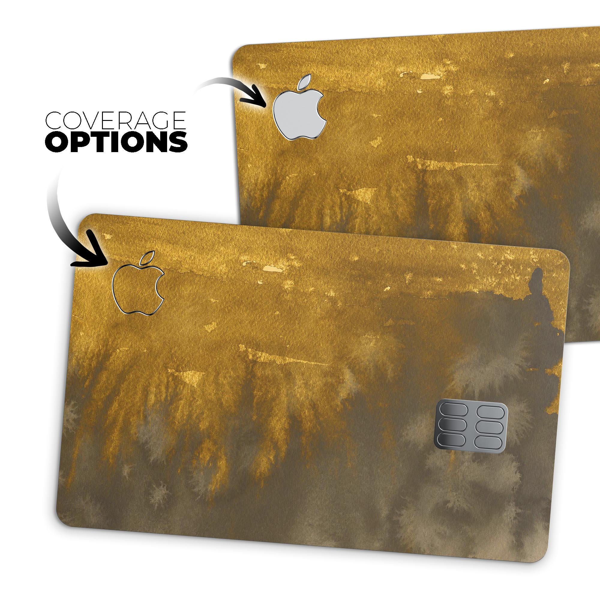 Golden Cliff Explosion decal skin-kit for Apple Card, showcasing premium vinyl material and stylish design.