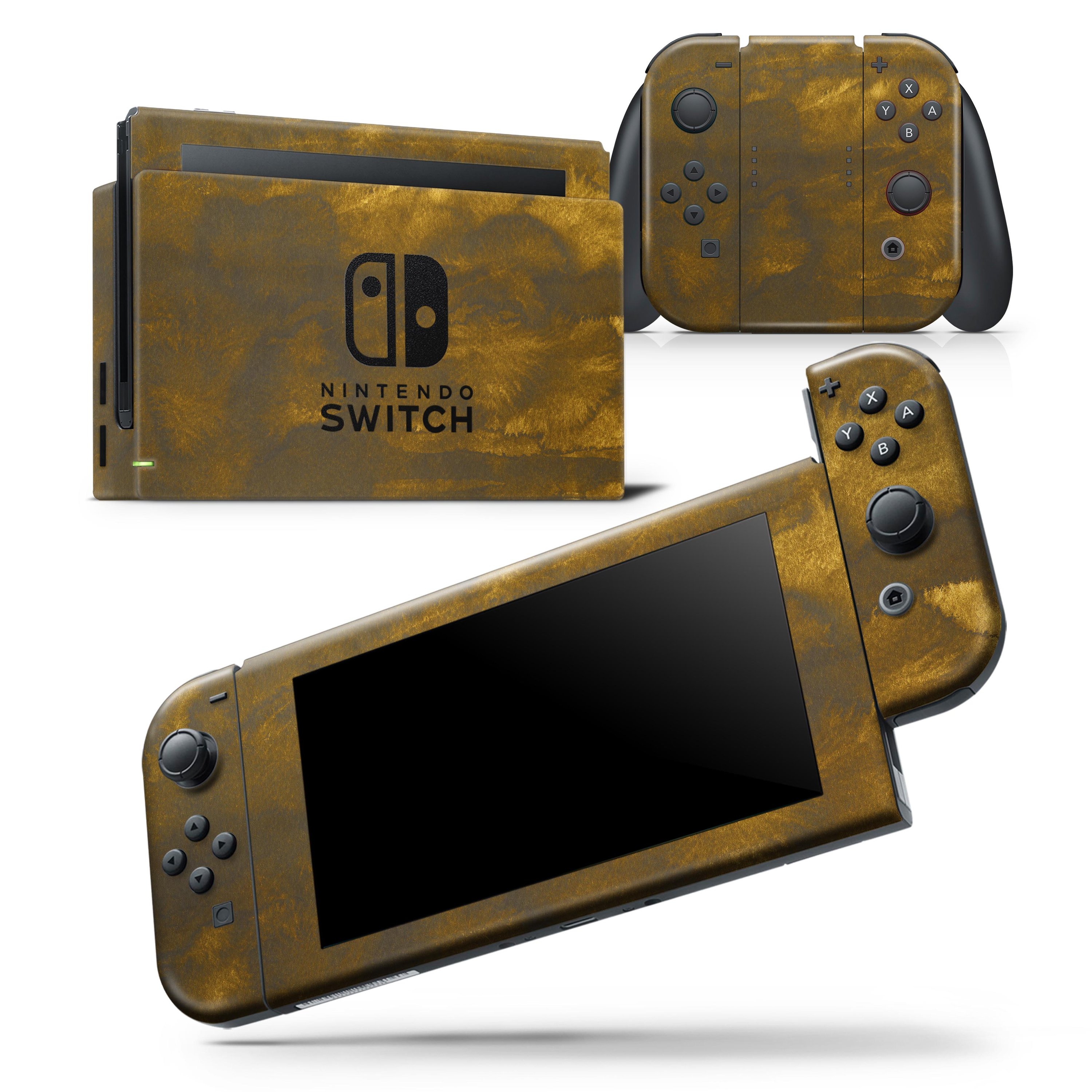 Golden Fiber Explosion skin wrap decal for Nintendo Switch Lite, showcasing a vibrant design that fits snugly on the console and controllers.