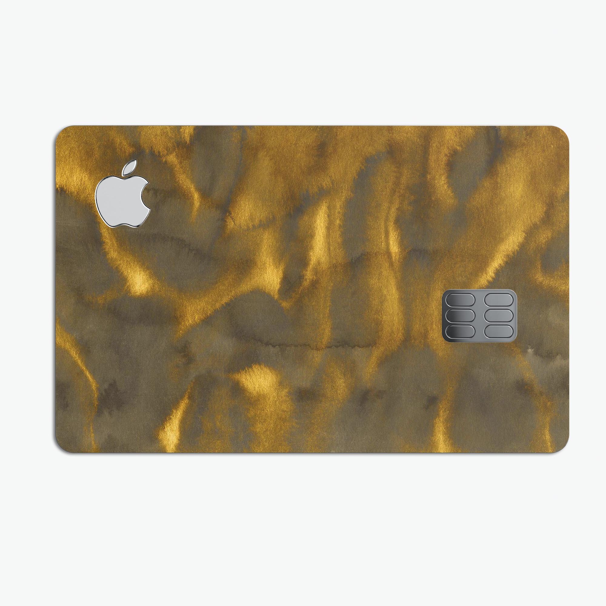 Golden Fire Wisps V1 decal skin-kit for Apple Card, showcasing premium vinyl design and protective features.