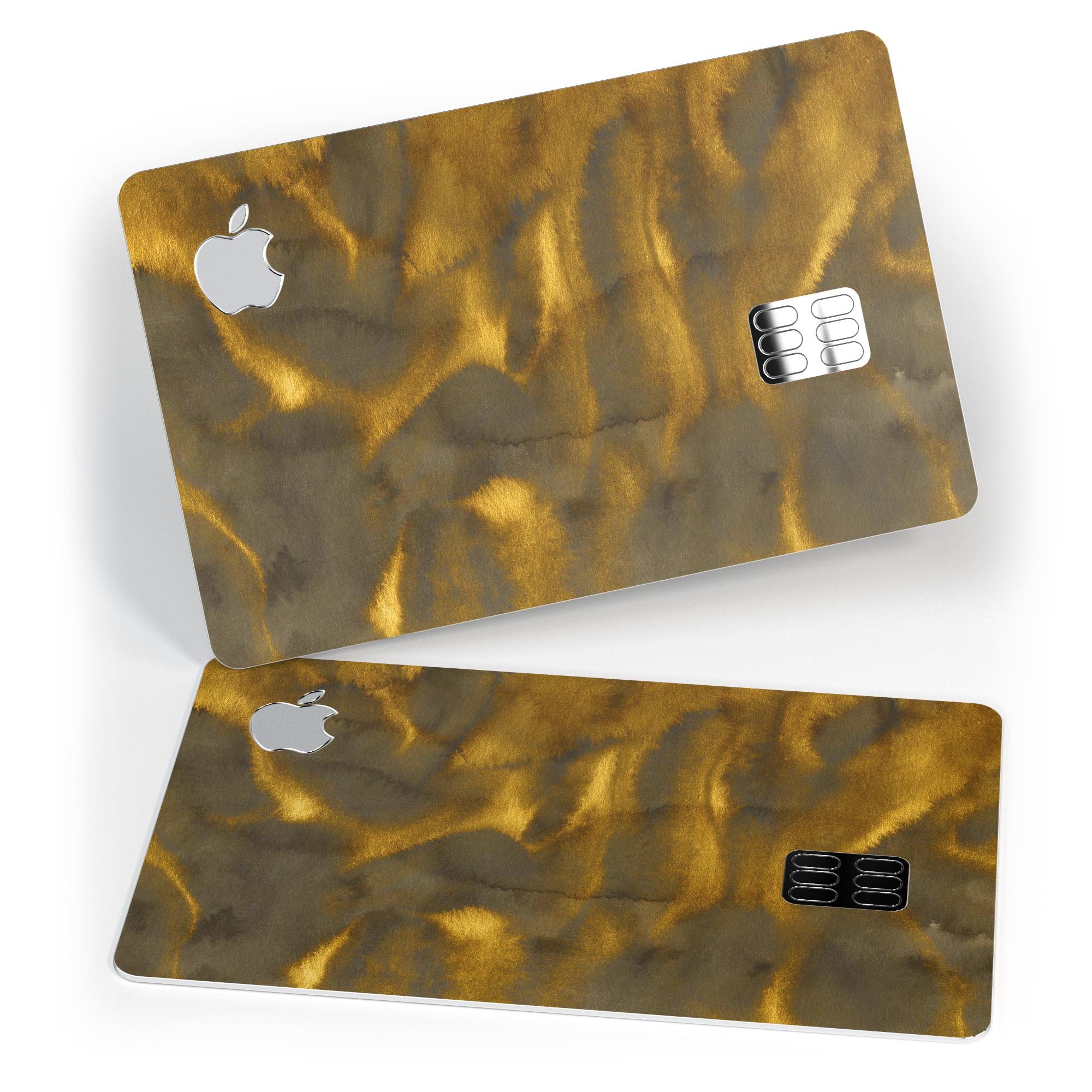 Golden Fire Wisps V1 decal skin-kit for Apple Card, showcasing premium vinyl design and protective features.