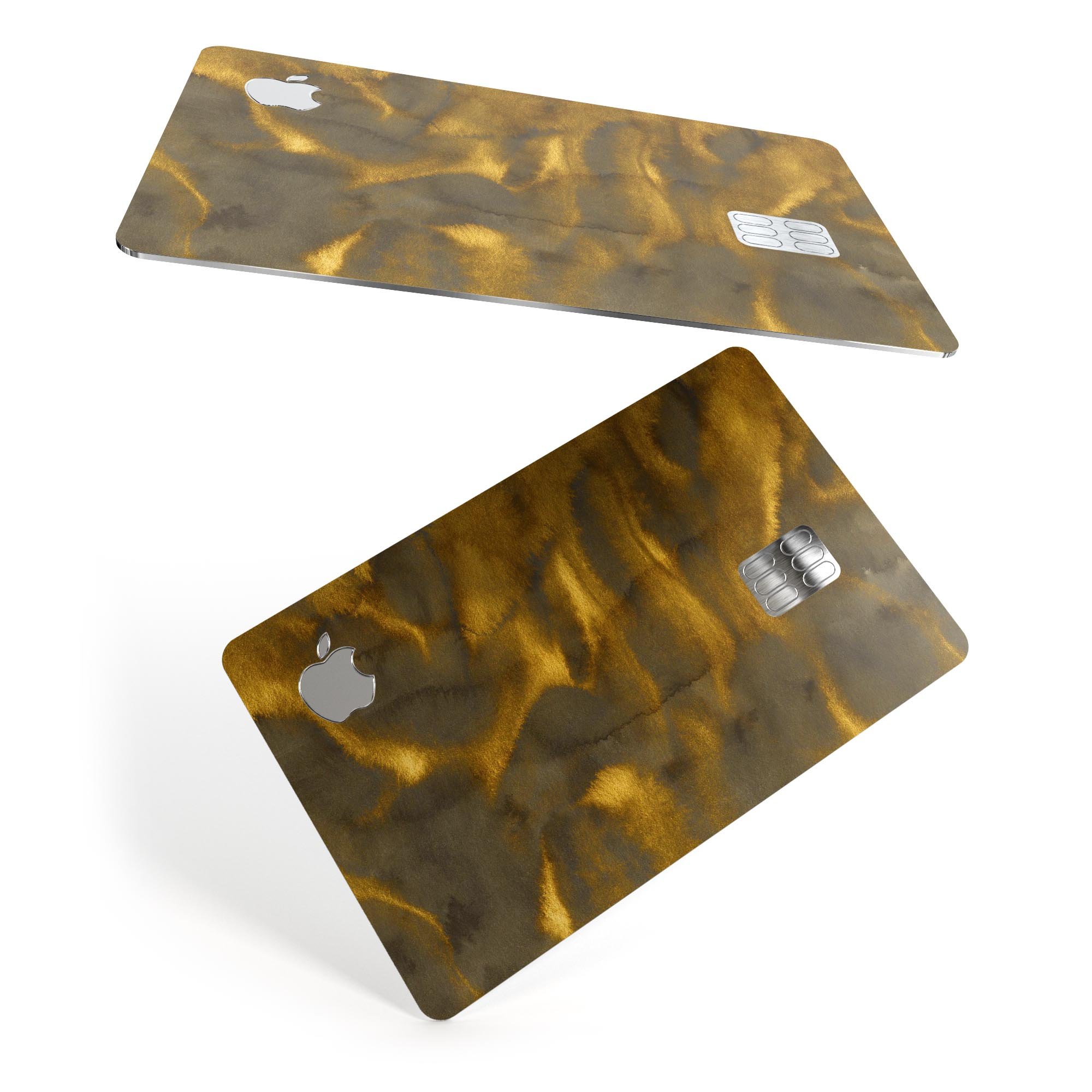 Golden Fire Wisps V1 decal skin-kit for Apple Card, showcasing premium vinyl design and protective features.