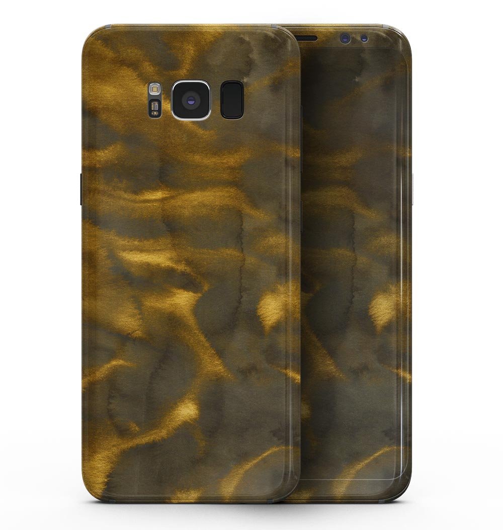 Golden Fire Wisps V1 skin kit for Samsung Galaxy S8, showcasing vibrant colors and sleek design.