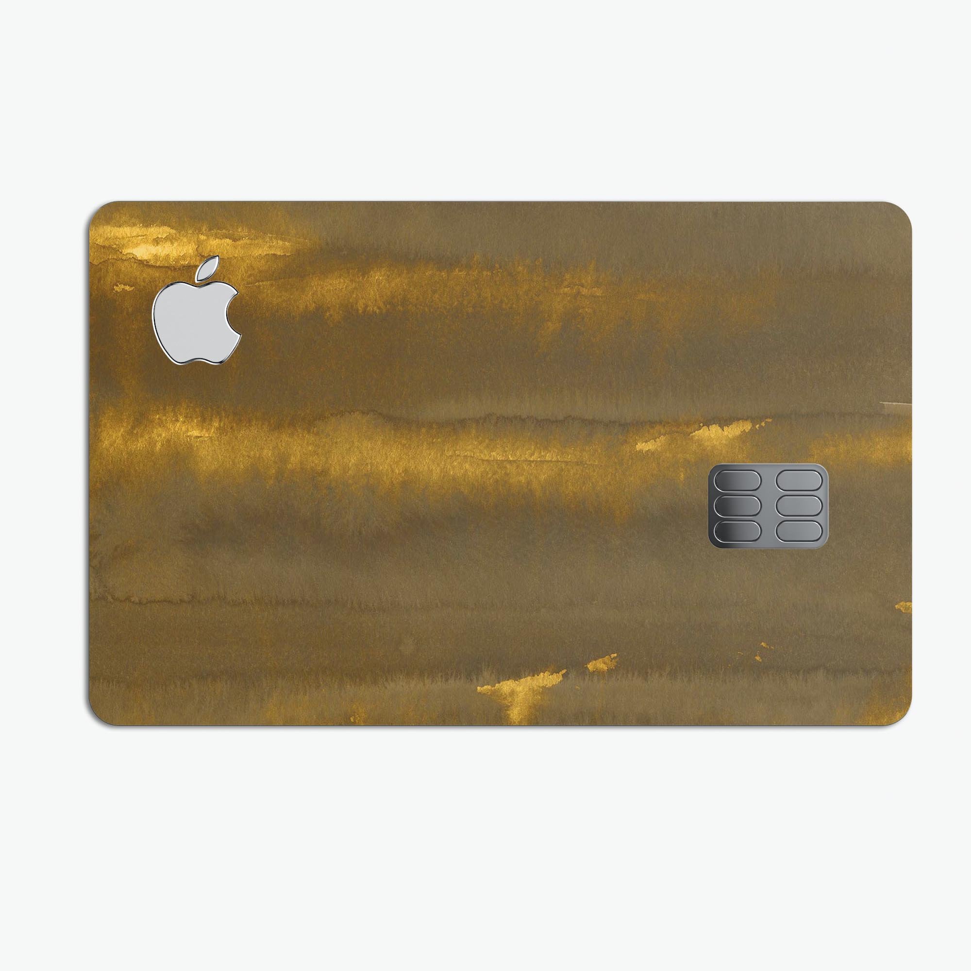 Golden Forest Field decal skin kit for Apple Card, showcasing premium vinyl design with bubble-free installation features.