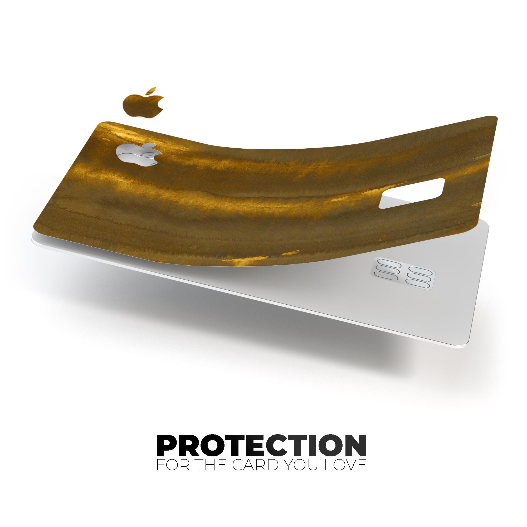 Golden Forest Field decal skin kit for Apple Card, showcasing premium vinyl design with bubble-free installation features.