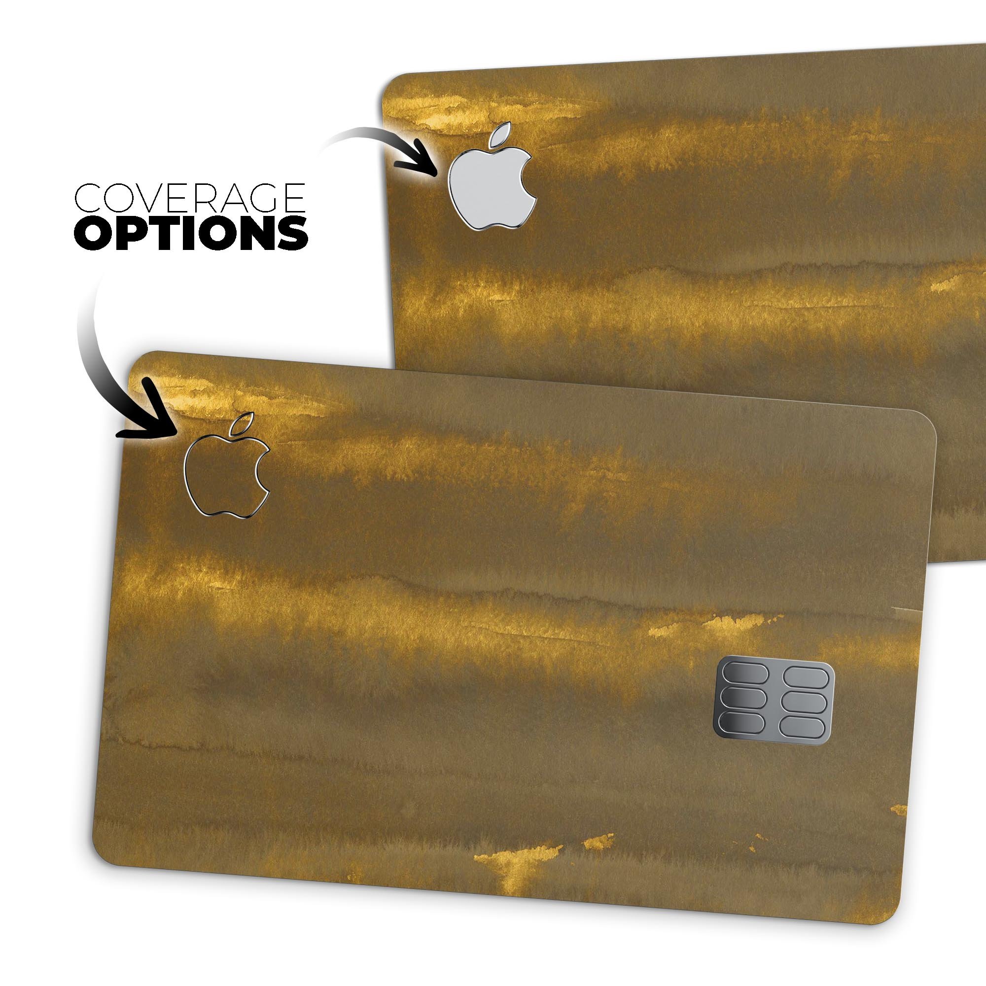 Golden Forest Field decal skin kit for Apple Card, showcasing premium vinyl design with bubble-free installation features.