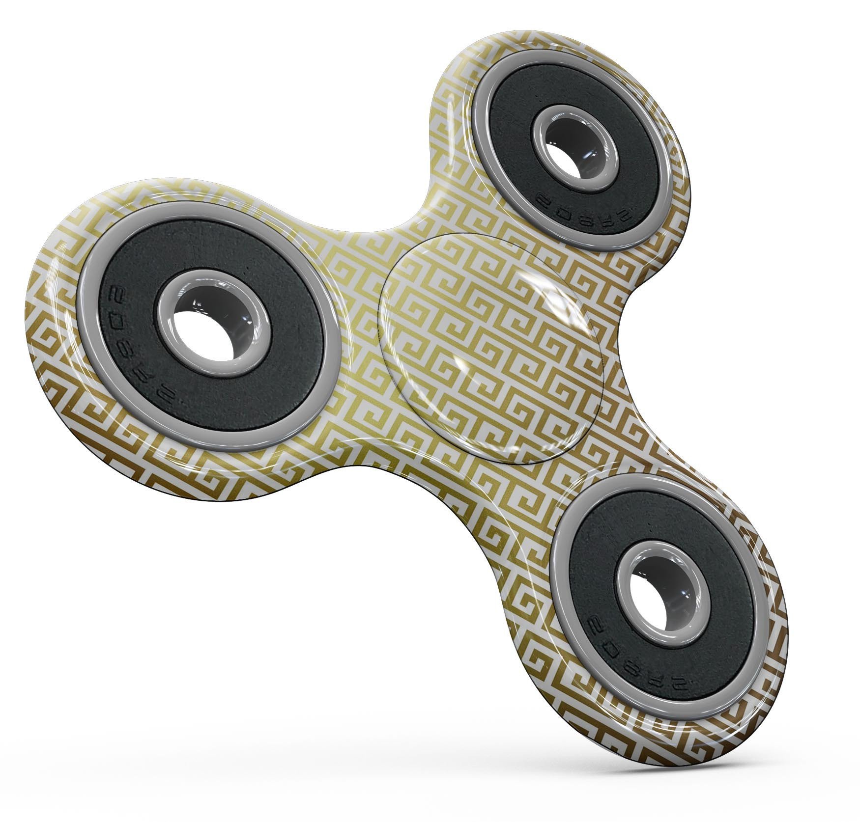 Golden Greek Pattern Full-Body Fidget Spinner Skin-Kit showcasing its elegant design and premium vinyl material.