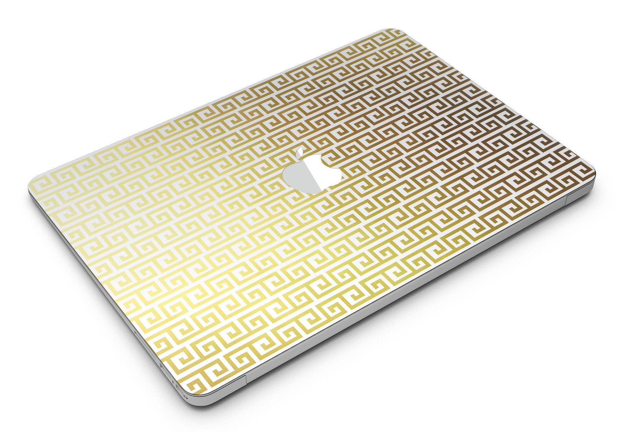 Golden Greek Pattern MacBook Air Skin Kit showcasing intricate design and premium vinyl material.