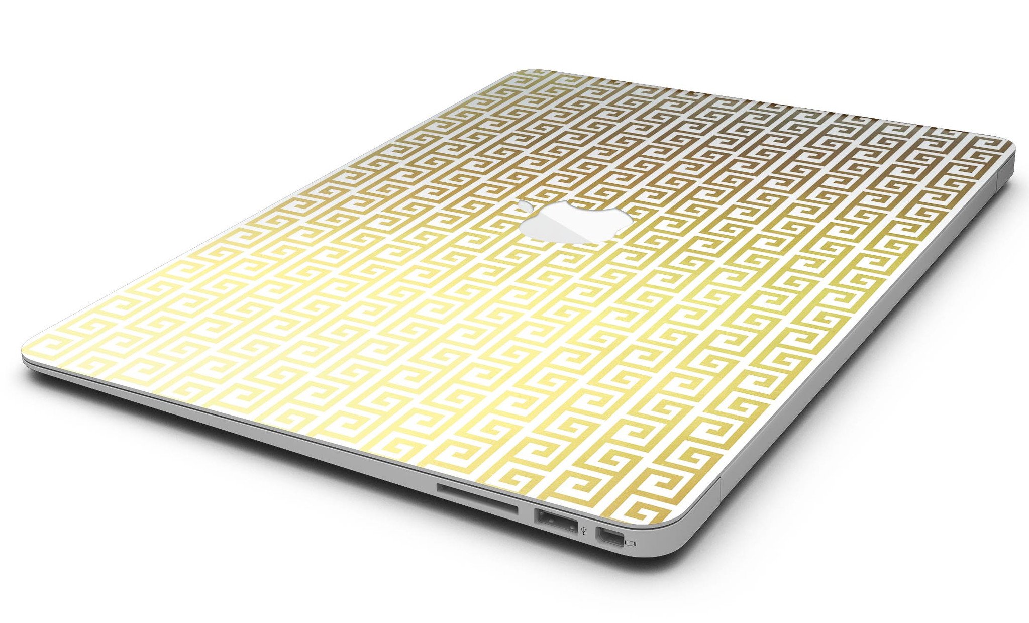 Golden Greek Pattern MacBook Air Skin Kit showcasing intricate design and premium vinyl material.