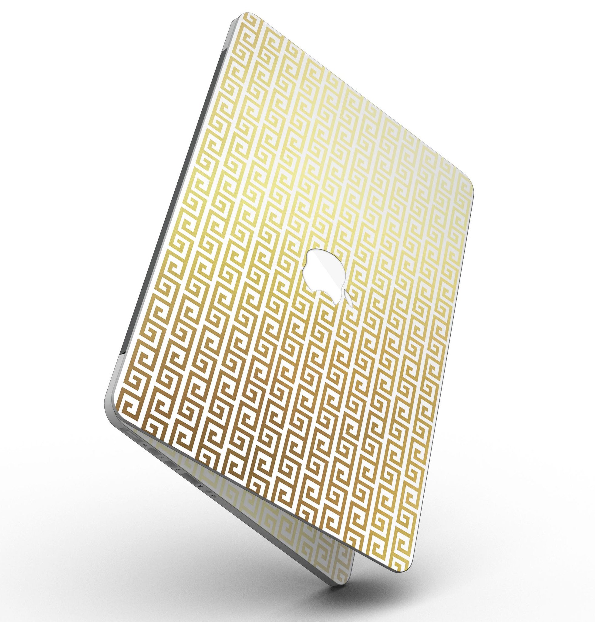 Golden Greek Pattern skin for MacBook Pro with Retina Display, showcasing a stylish design that offers full coverage and protection.