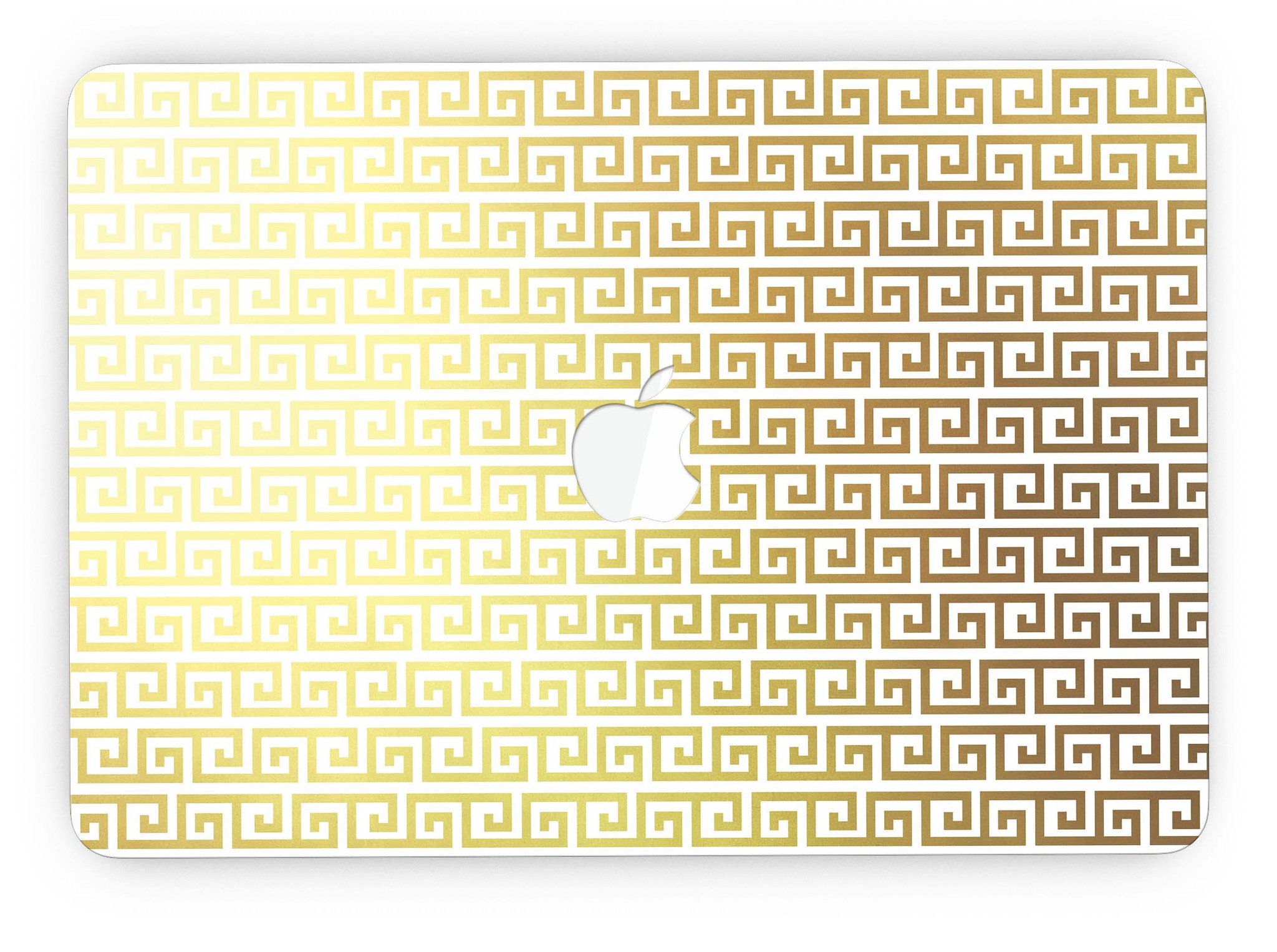 Golden Greek Pattern skin for MacBook Pro with Retina Display, showcasing a stylish design that offers full coverage and protection.