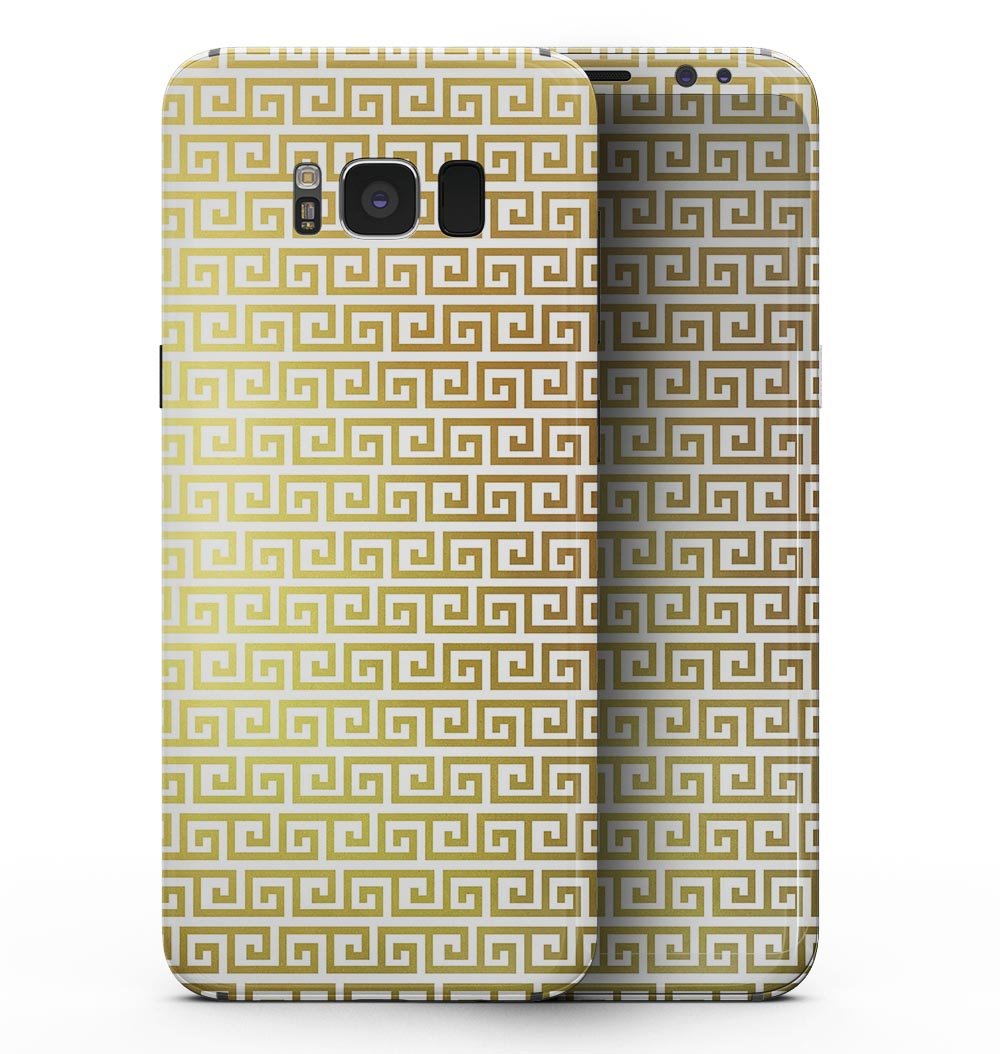 Golden Greek Pattern skin for Samsung Galaxy S8, showcasing intricate design and premium vinyl material.