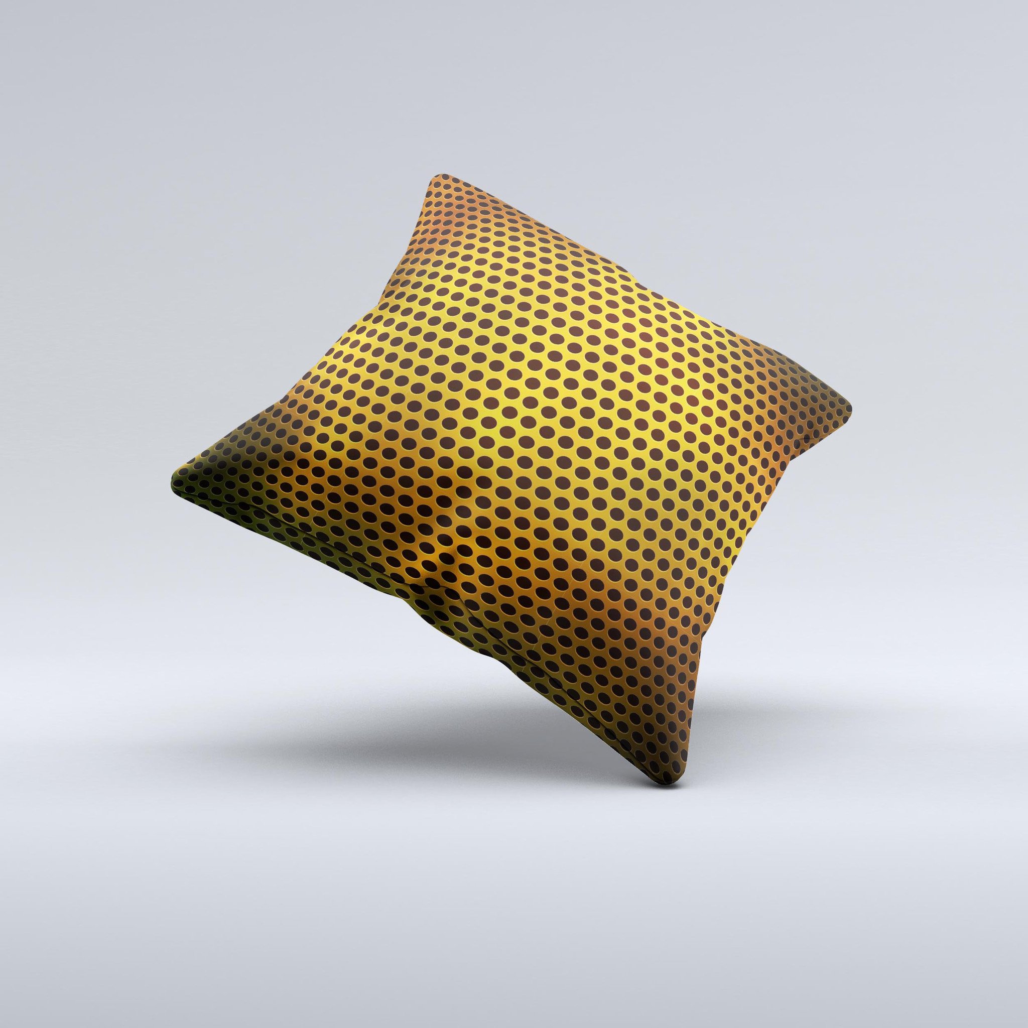 Golden Metal Mesh ink-Fuzed Decorative Throw Pillow showcasing intricate design and high-quality fabric, perfect for home decor.