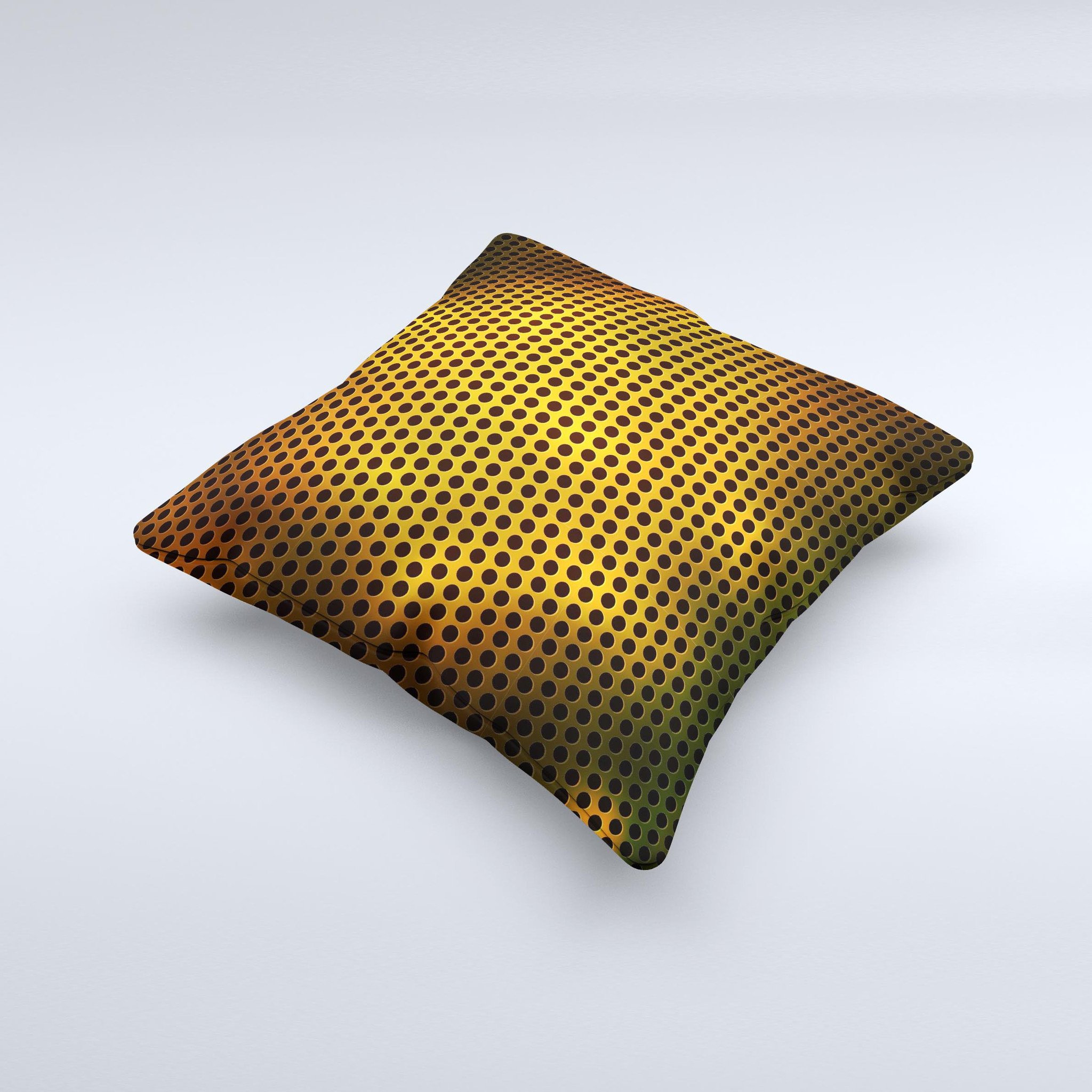 Golden Metal Mesh ink-Fuzed Decorative Throw Pillow showcasing intricate design and high-quality fabric, perfect for home decor.