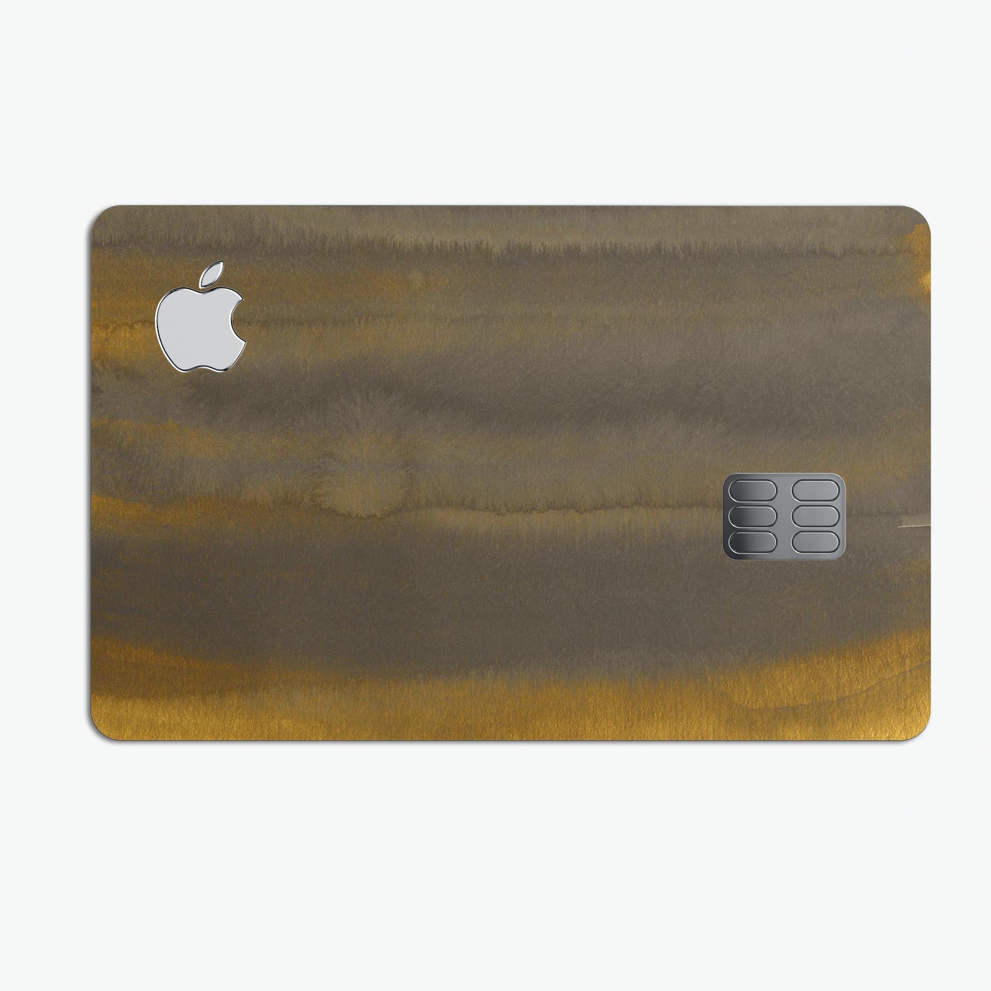 Golden Micro Field decal skin kit for Apple Card, showcasing premium vinyl material and stylish finishes.