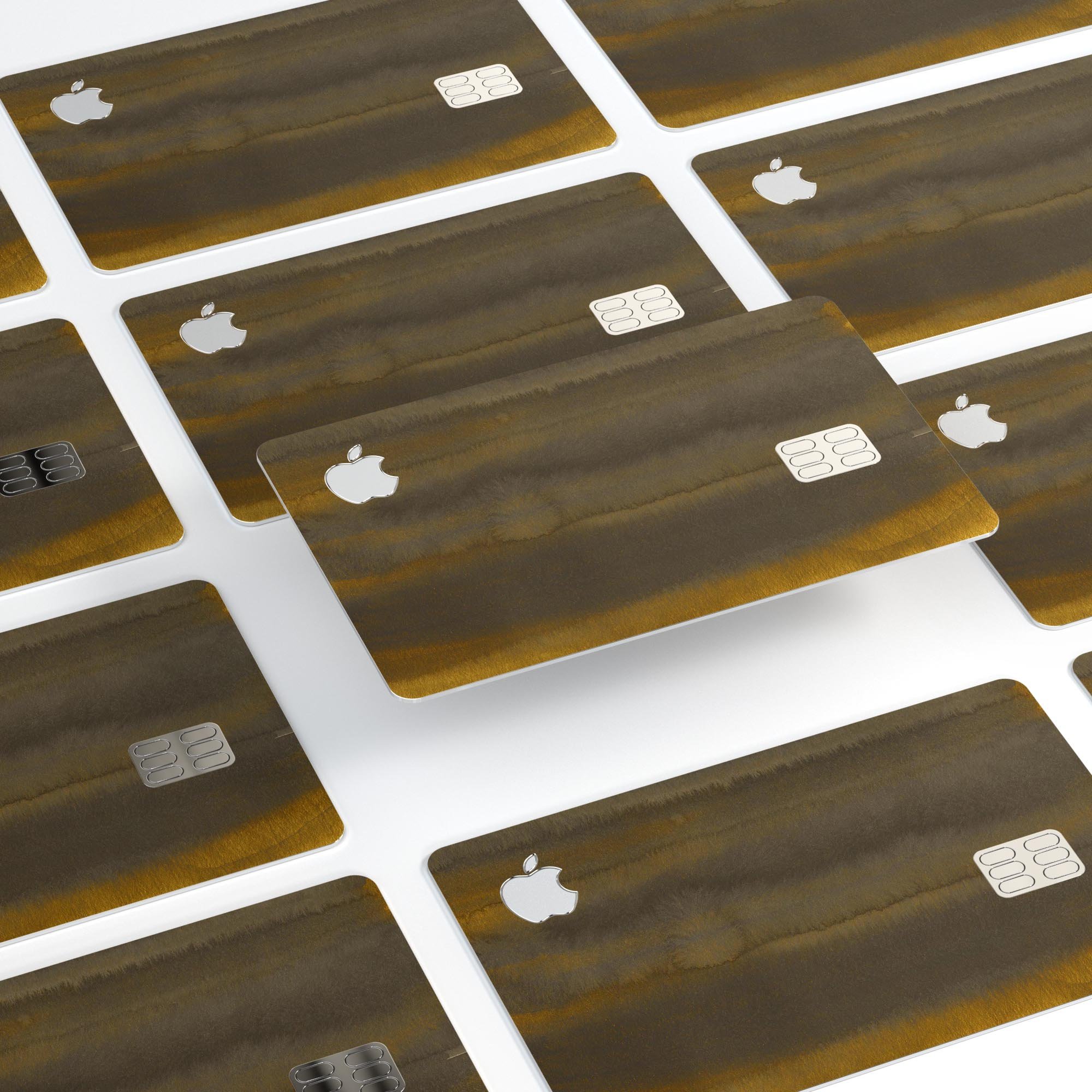 Golden Micro Field decal skin kit for Apple Card, showcasing premium vinyl material and stylish finishes.