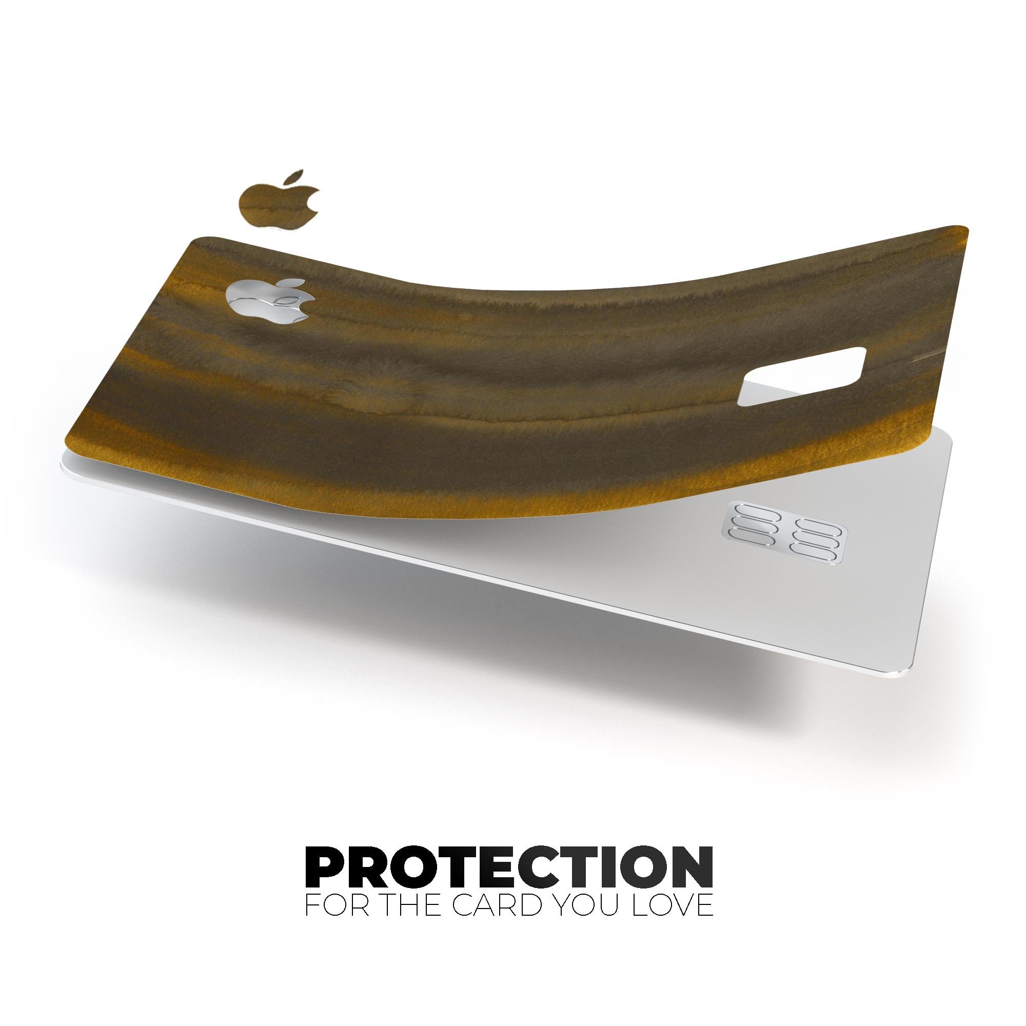 Golden Micro Field decal skin kit for Apple Card, showcasing premium vinyl material and stylish finishes.