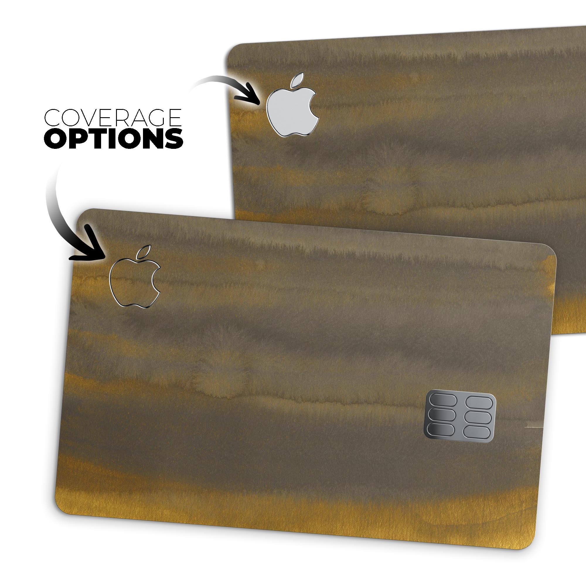 Golden Micro Field decal skin kit for Apple Card, showcasing premium vinyl material and stylish finishes.